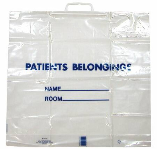 Donovan Industries - PB01C Patient Belongings Bag DawnMist 18-1/2 X 20 Inch Plastic Snap Closure Clear