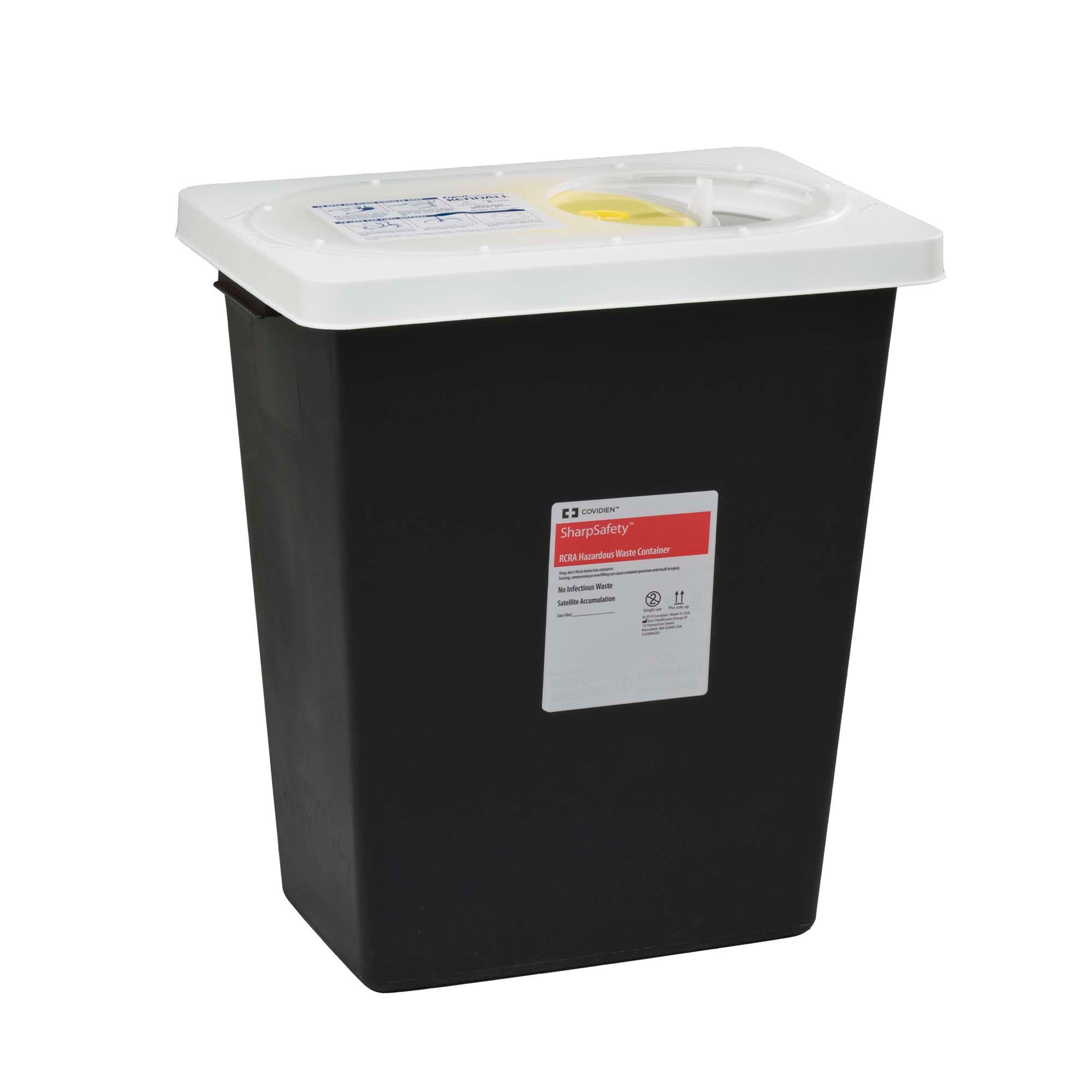 Cardinal - 8612RC RCRA Waste Container SharpSafety™ Black Base 18-3/4 H X 12-3/4 D X 18-1/4 W Inch Vertical Entry 12 gal.