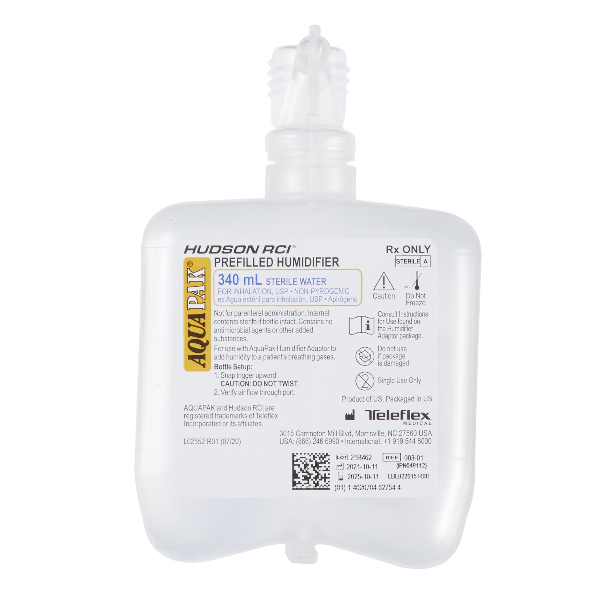 Medline - HUD00301 Aquapak® Prefilled Bubble Humidifier Water Resevoir