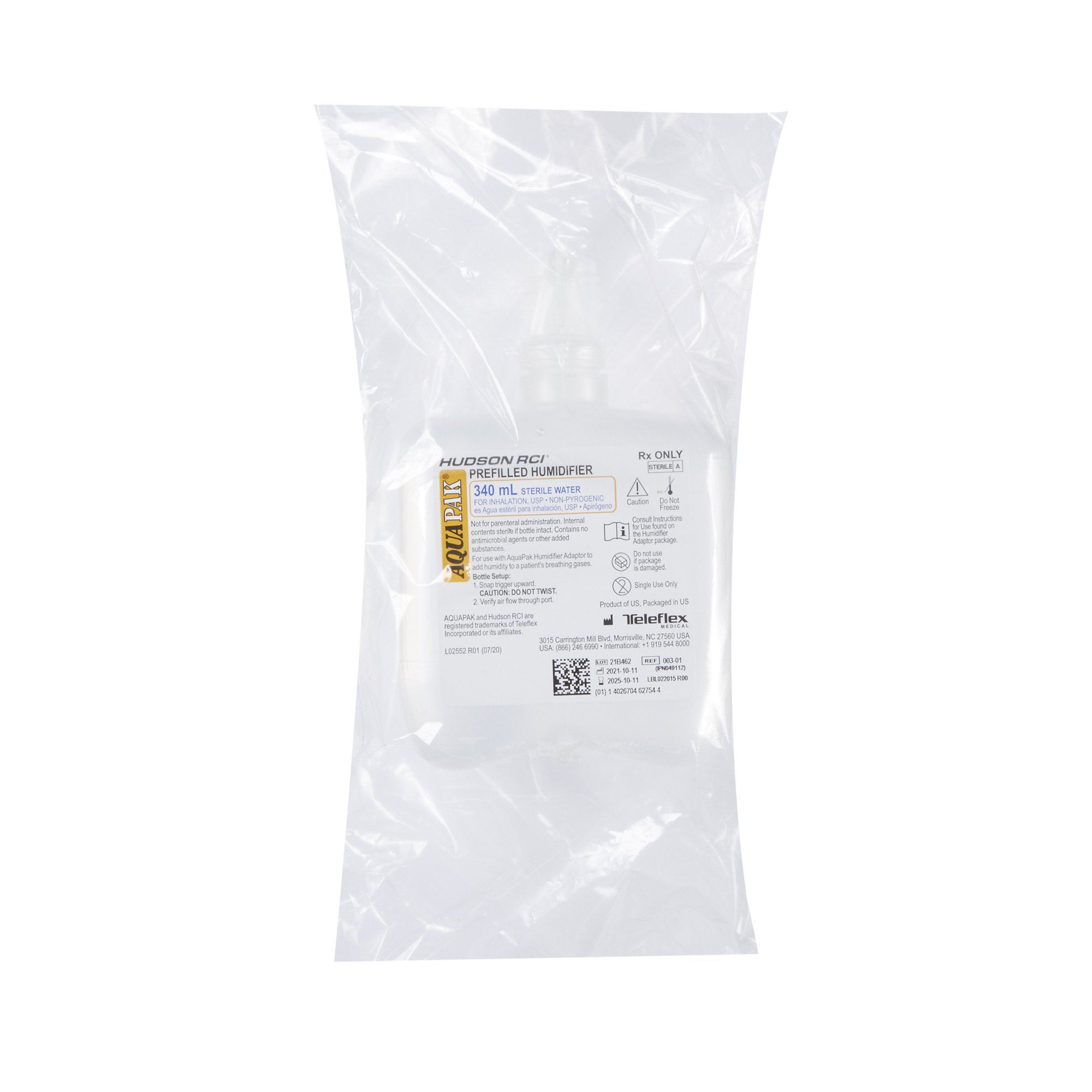 Medline - HUD00301 Aquapak® Prefilled Bubble Humidifier Water Resevoir