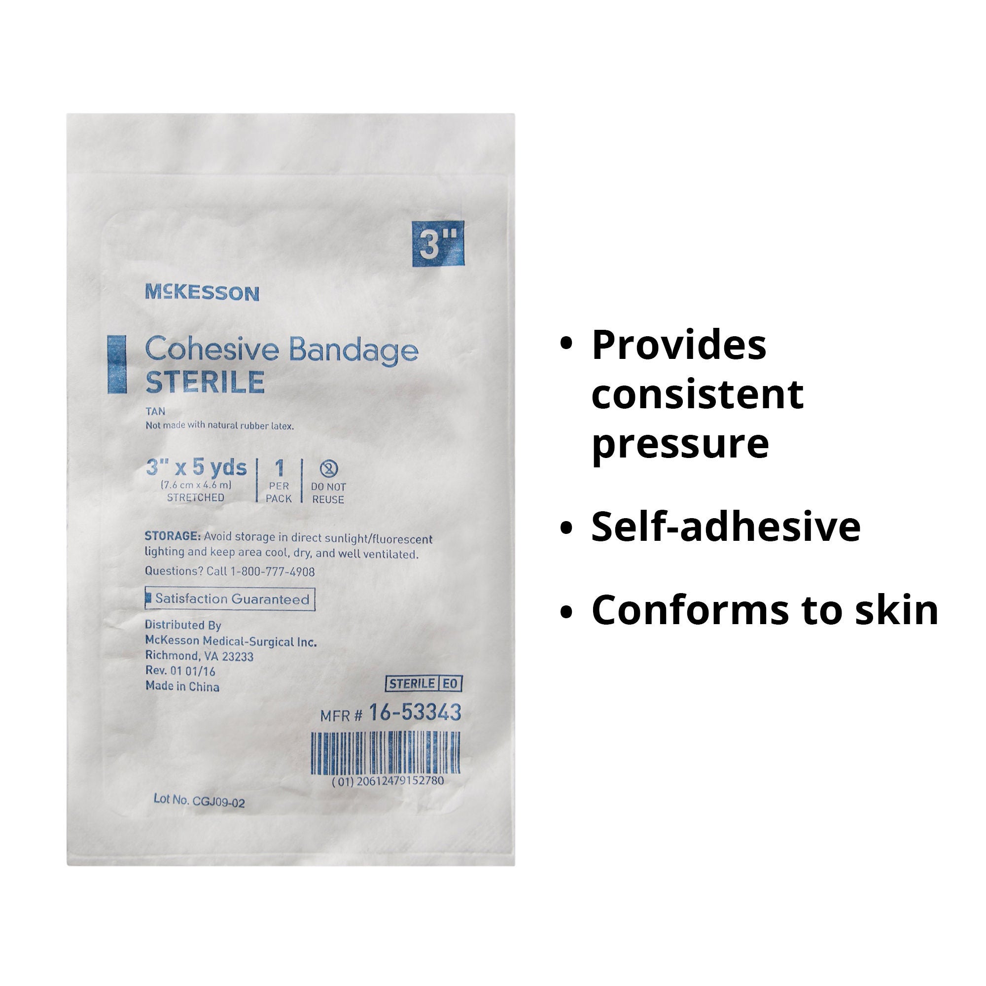 McKesson Brand - 16-53343 McKesson Self-adherent Closure Cohesive Bandage
