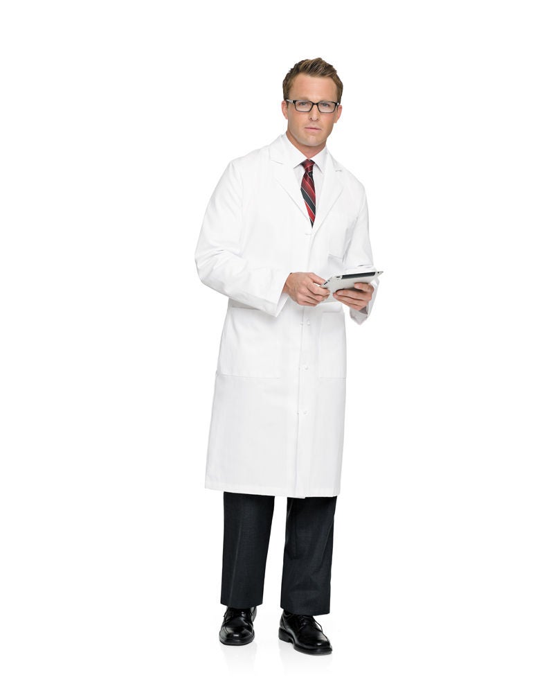 Landau Uniforms - 3138WWF42 Lab Coat White Size 42 Knee Length 100% Cotton Super Twill Reusable