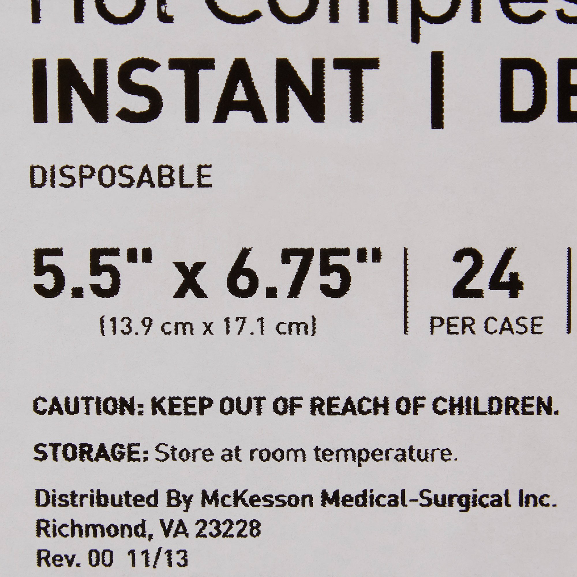 McKesson Brand 59-57H - McKesson Deluxe Instant Hot Pack, 5.5 x 6.75 Inch - 1/Each, 24/Case