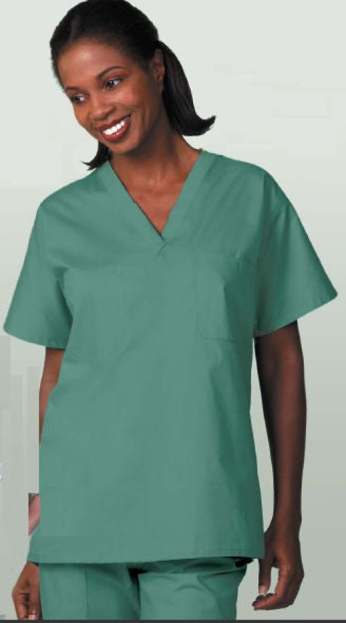 Fashion Seal Uniforms - 6785-M Provider Scrub Shirt Fashionblend® Medium Navy Blue 1 Pocket Short Set-In Sleeve Unisex