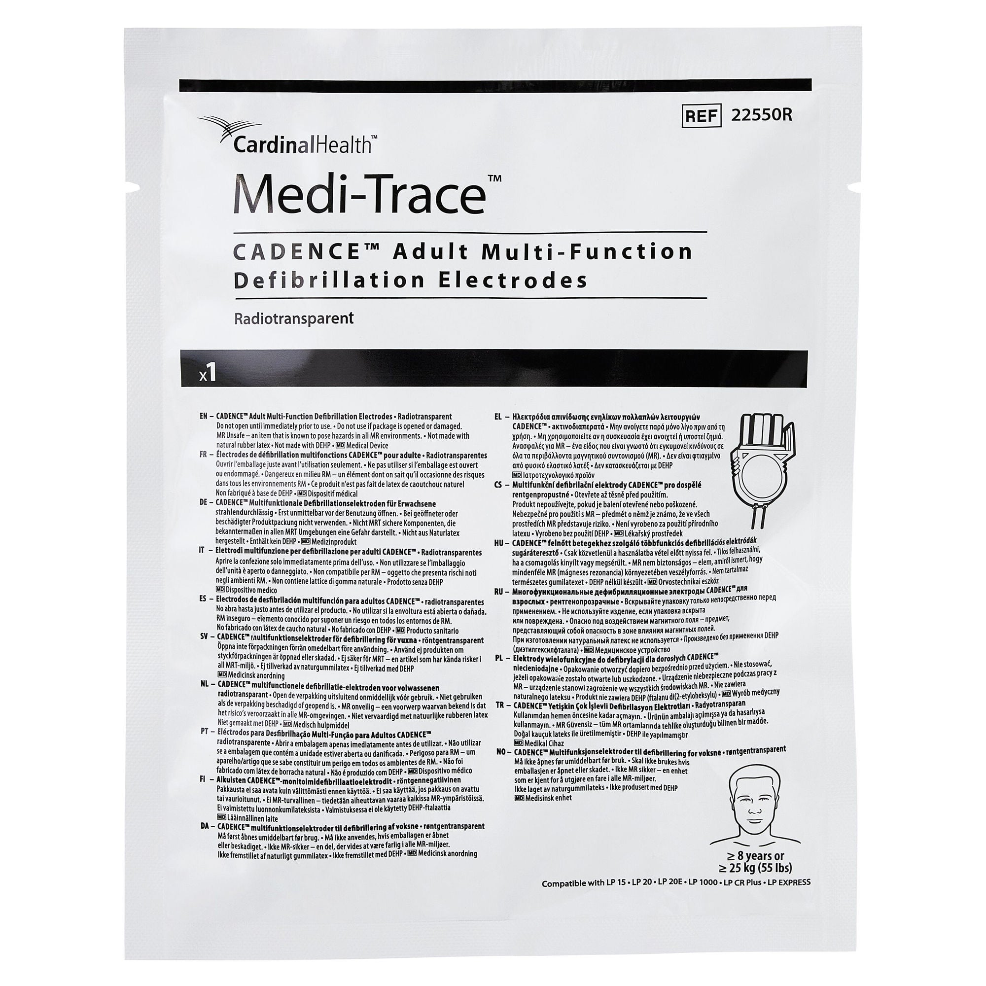 Cardinal - 22550R- AED Defibrillator Pad Medi-Trace™ Plug Connector Adult