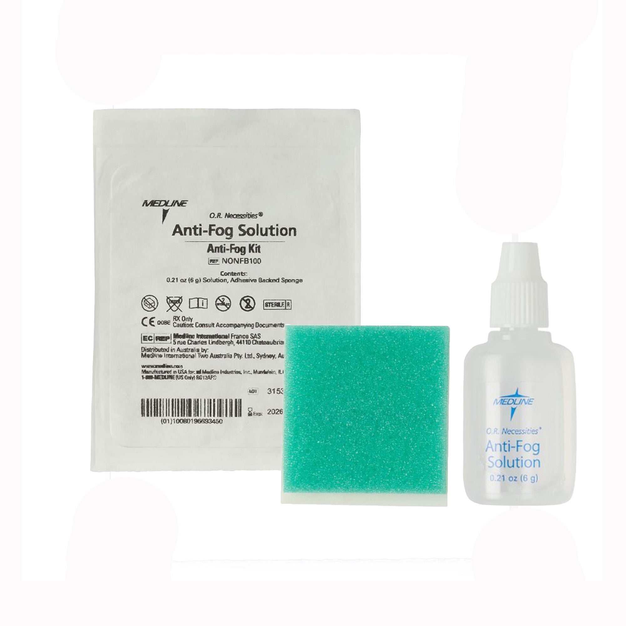Medline - NONFB100 Antifog Pack Fog Buster™ Large 4.5 cm X 4.5 cm Sponge, Soft