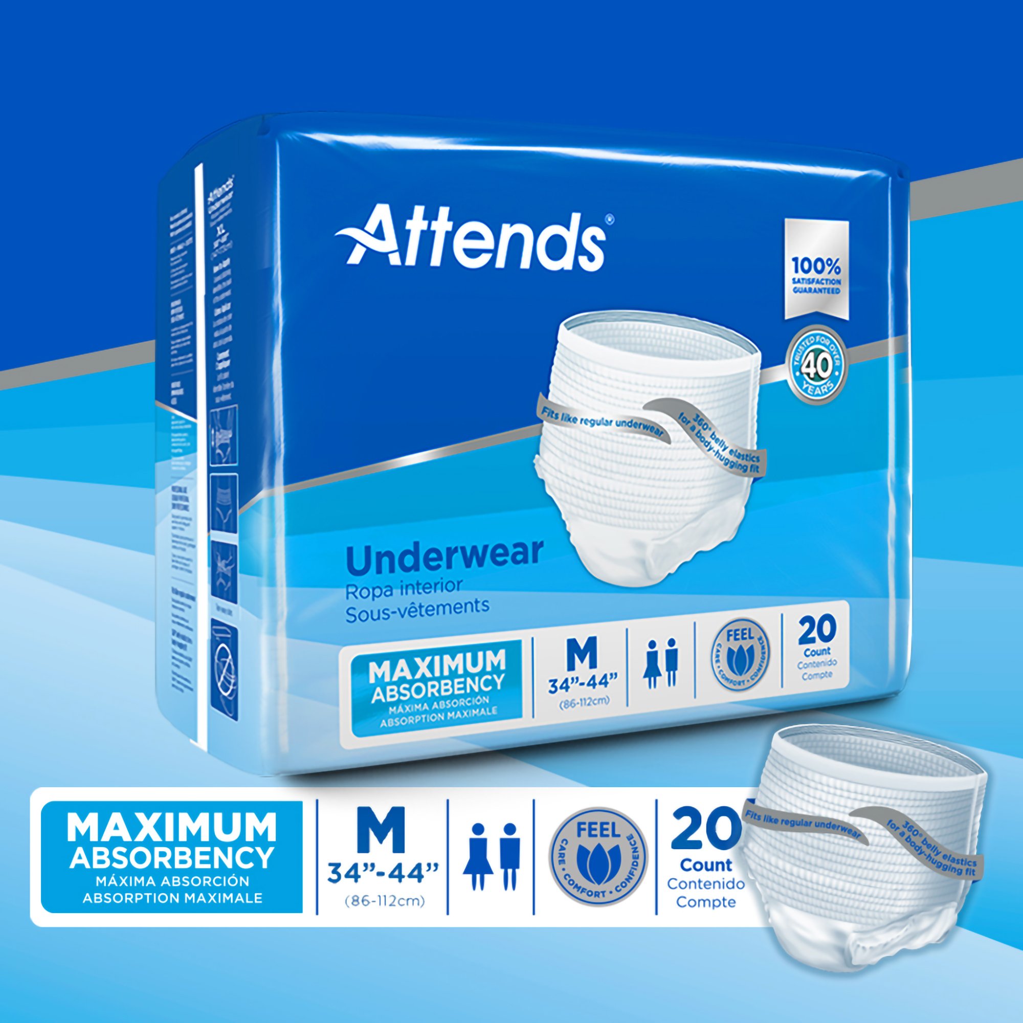 Attends Healthcare Products AP0720 - Attends® Extra Absorbency Underwear, Medium - 1/Bag, 4/Case