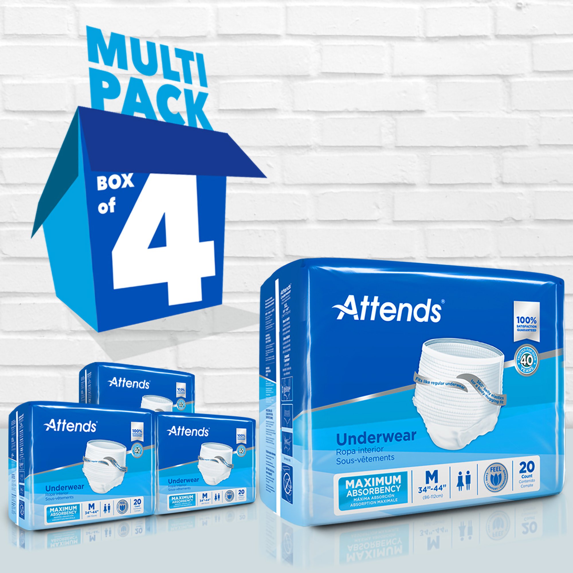 Attends Healthcare Products AP0720 - Attends® Extra Absorbency Underwear, Medium - 1/Bag, 4/Case