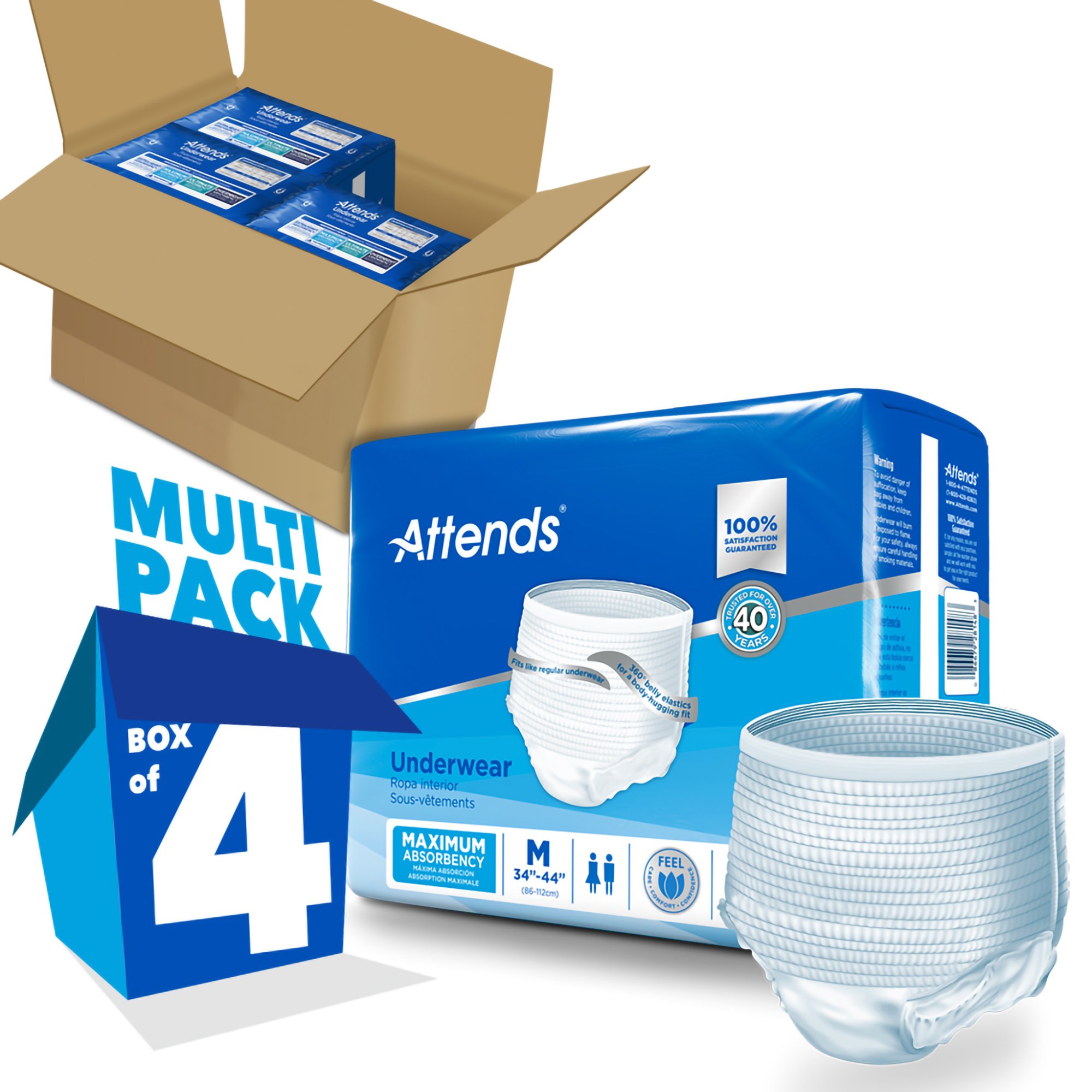 Attends Healthcare Products AP0720 - Attends® Extra Absorbency Underwear, Medium - 1/Bag, 4/Case