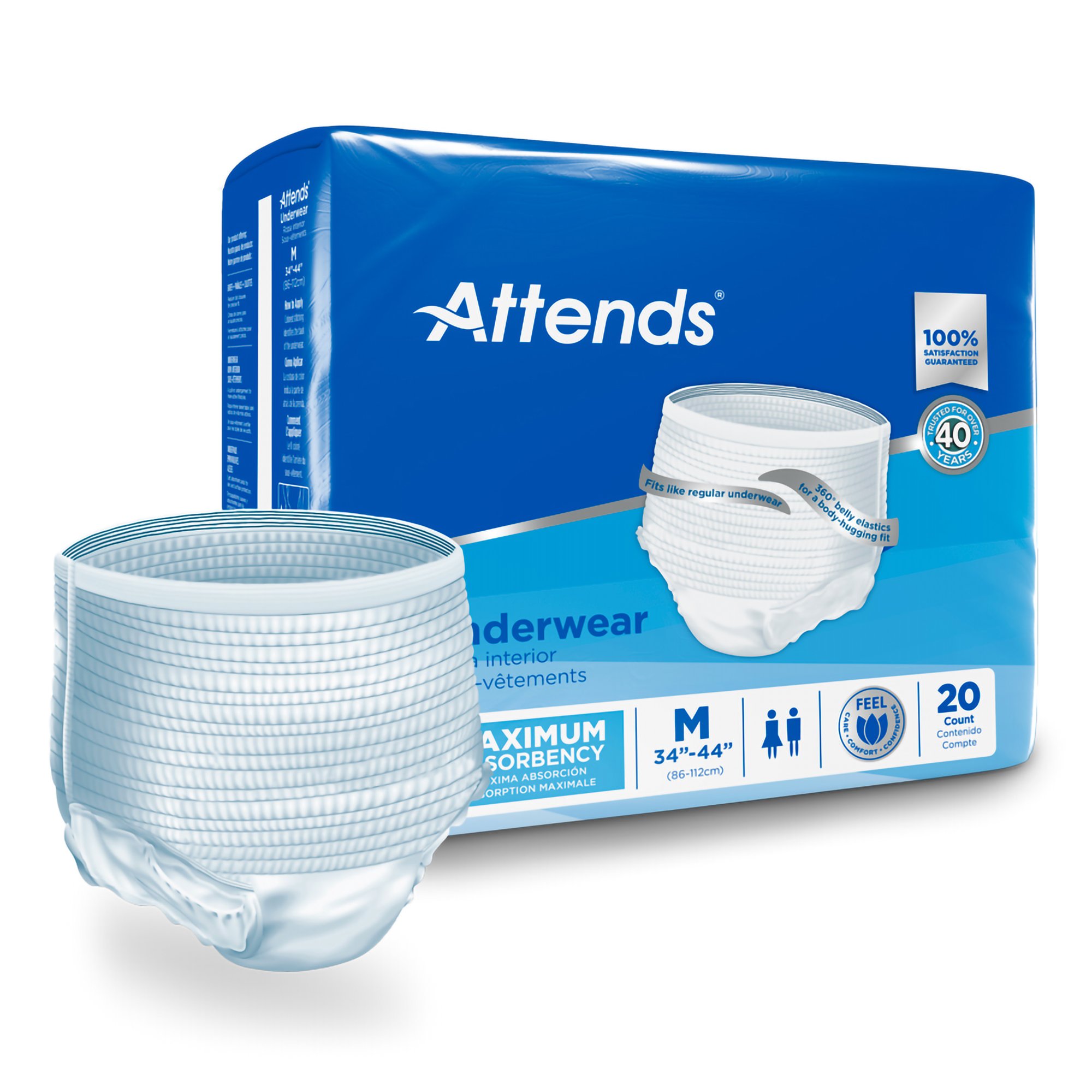 Attends Healthcare Products AP0720 - Attends® Extra Absorbency Underwear, Medium - 1/Bag, 4/Case