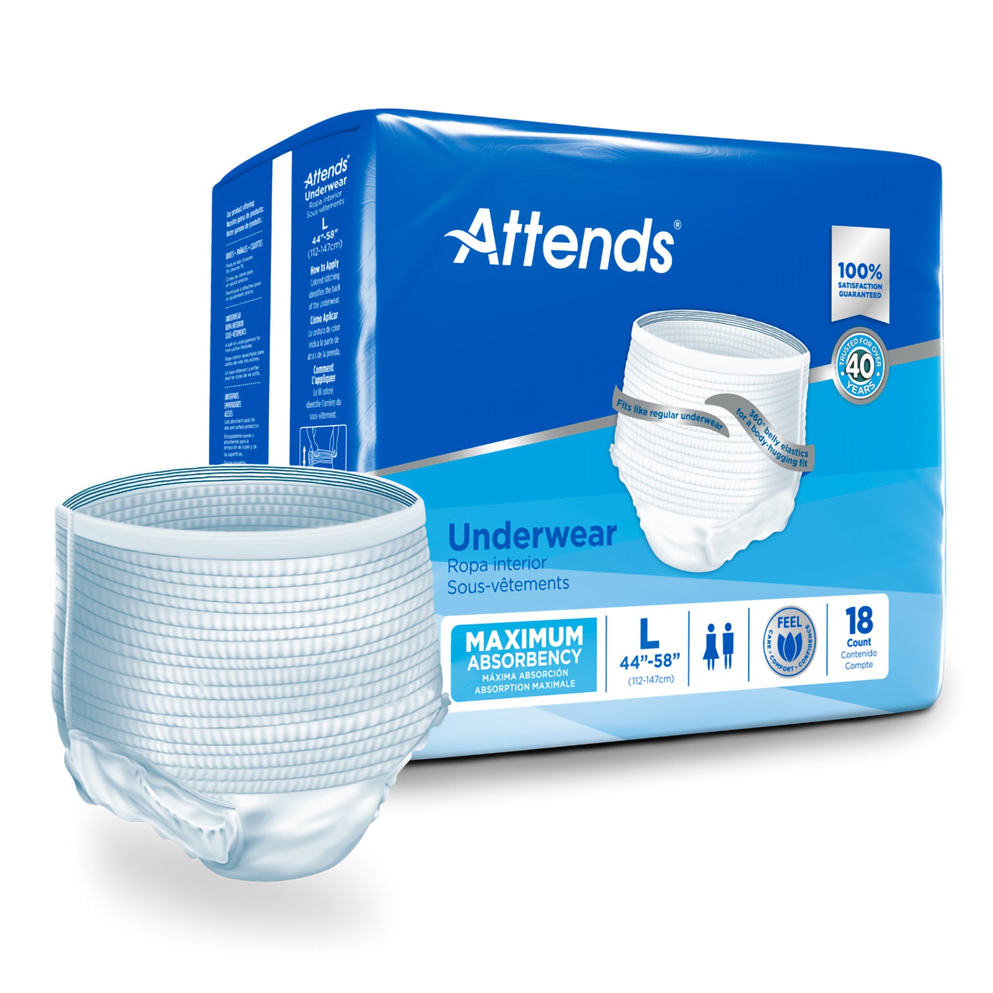 Attends Healthcare Products AP0730 - Attends® Extra Absorbency Underwear, Large - 1/Bag, 4/Case