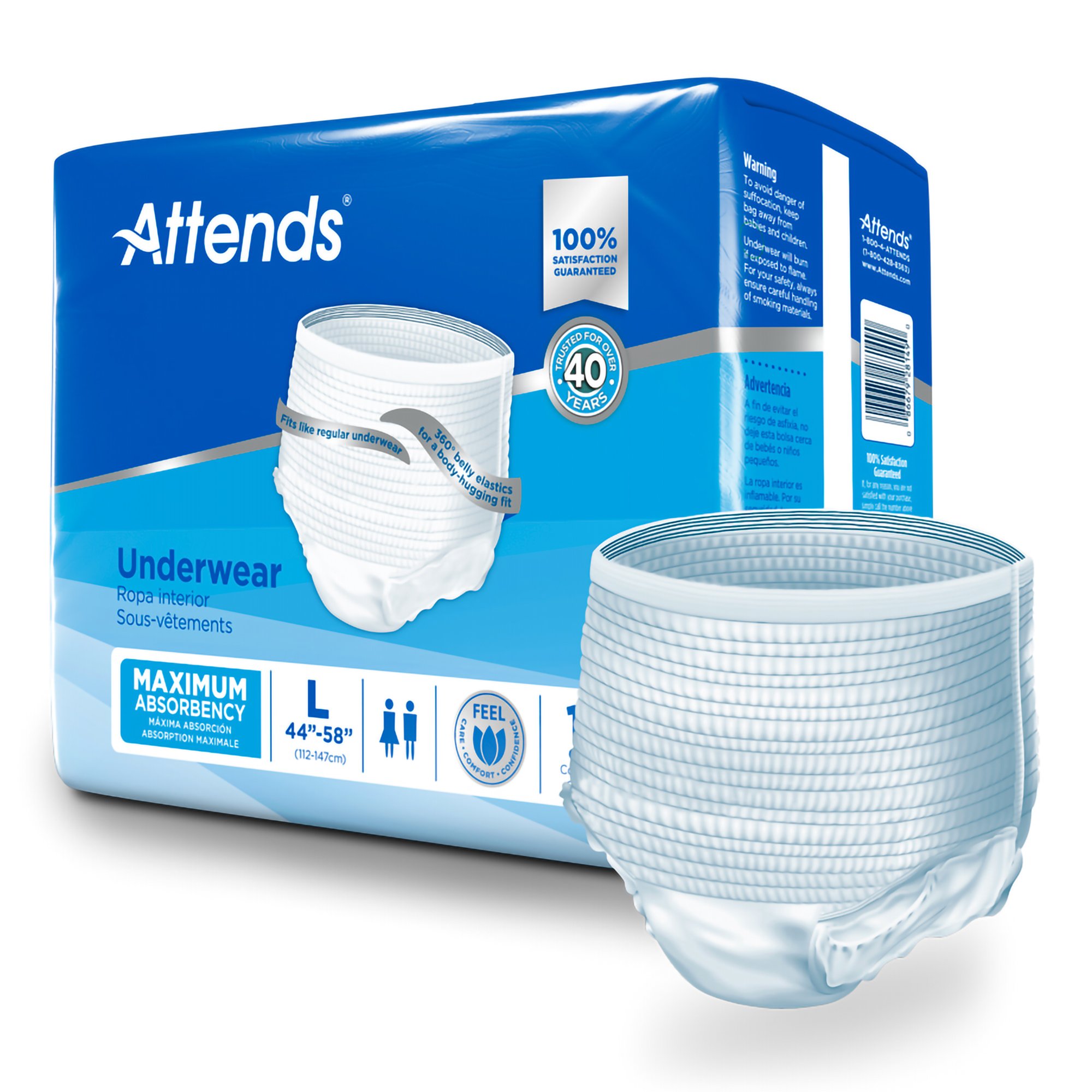 Attends Healthcare Products AP0730 - Attends® Extra Absorbency Underwear, Large - 1/Bag, 4/Case