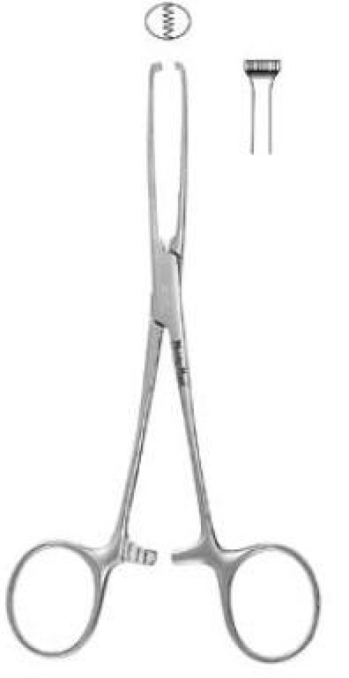 Integra Lifesciences - MH16-12 Tissue Forceps MeisterHand® Allis 10 Inch Length OR / Surgical Grade German Stainless Steel NonSterile Locking Finger Ring Handle Straight 5 X 6 Teeth