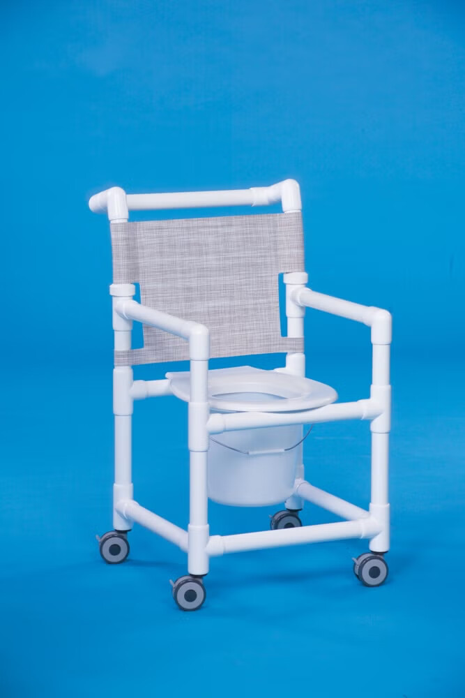 IPU - SCC9250 Commode / Shower Chair ipu® Fixed Arms PVC Frame Mesh Backrest 18 Inch Seat Width 300 lbs. Weight Capacity