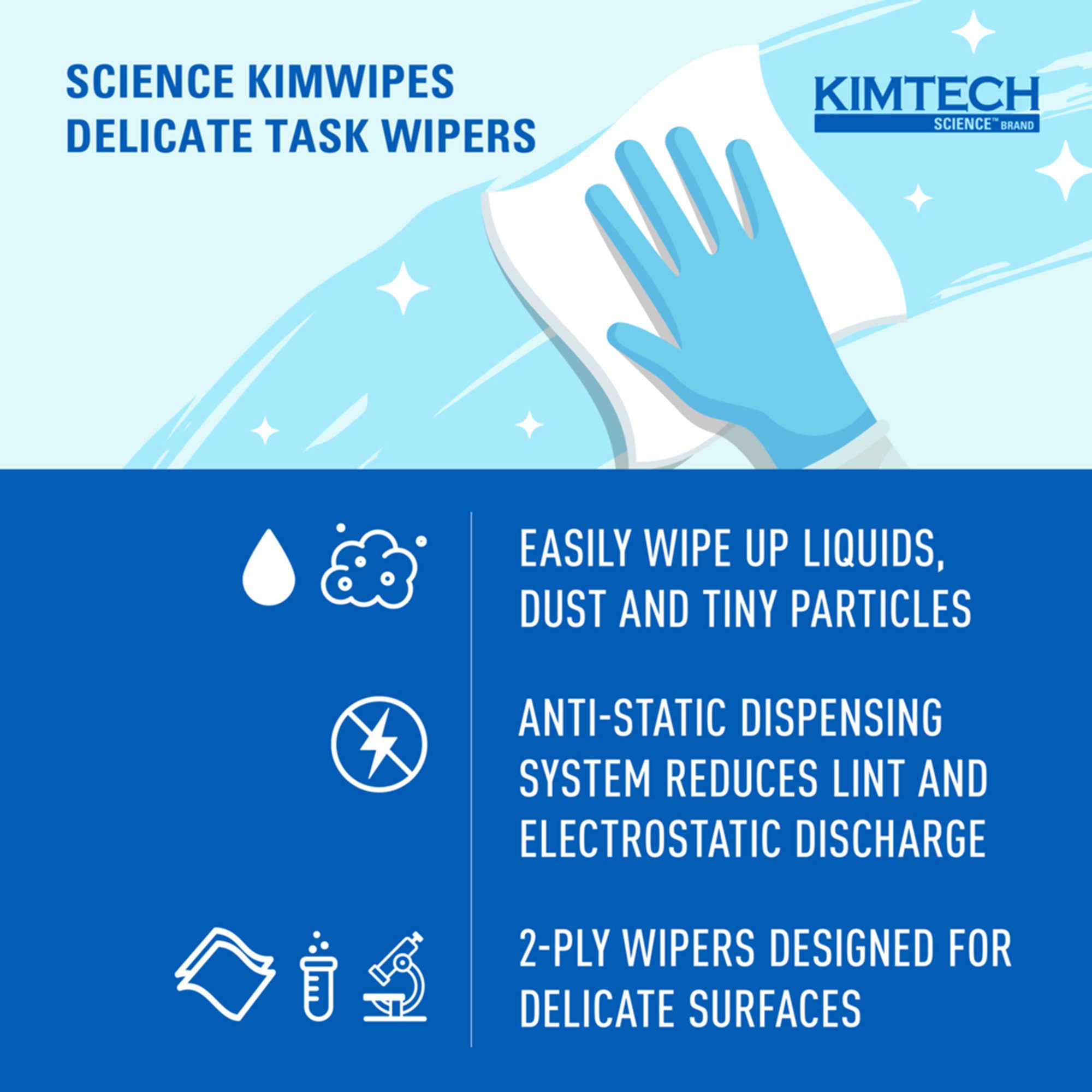 Kimberly Clark 34721 - Kimtech Science™ Kimwipes™ Delicate Task Wipes, Two-Ply - 1/Box, 15/Case