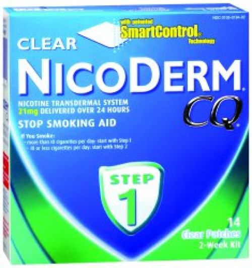 Glaxo Consumer Products 00135019402 - Nicoderm CQ® Stop Smoking Aid Clear Patches Step 1 21 mg - 1/Box