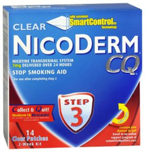 Glaxo Consumer Products - 00135019602 Nicoderm CQ® Nicotine Transdermal System Clear Patches Step 3 7 mg