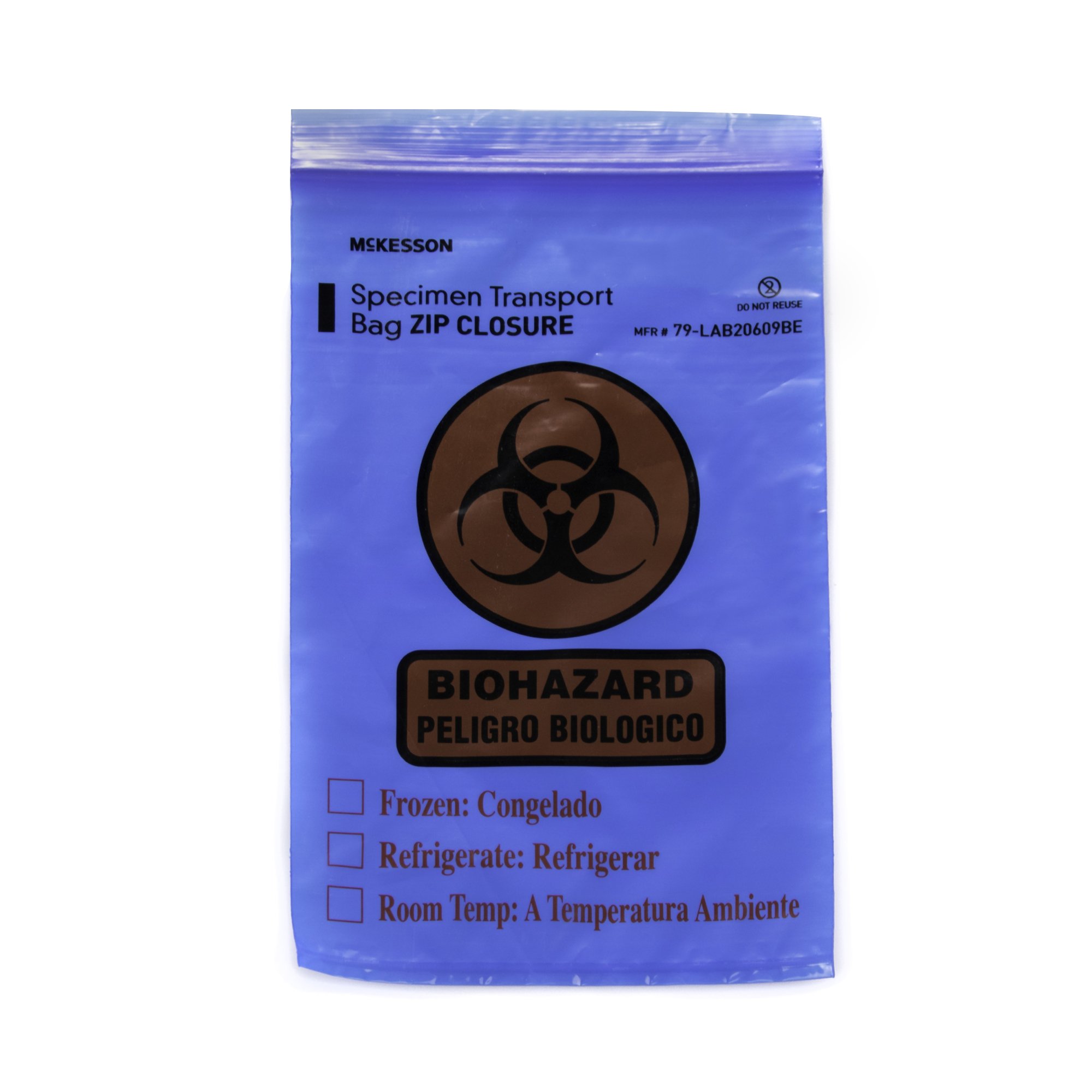 McKesson Brand 79-LAB20609BE - McKesson Specimen Transport Bag, Document Pouch, Zip Close, Blue Tinted, 6 x 9" - 1/Pack, 10/Case