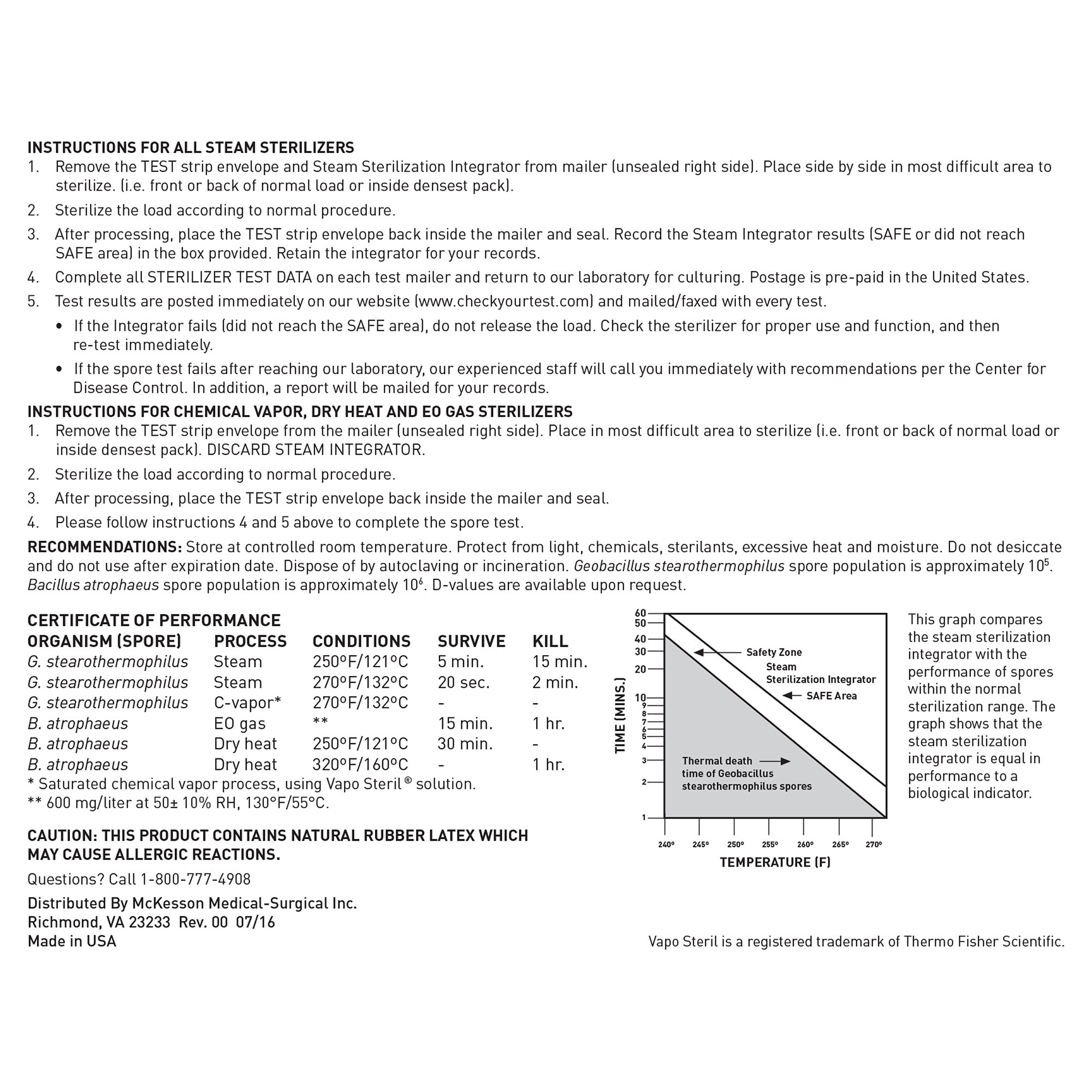McKesson Brand 73-PP052 - McKesson Sterilizer Monitoring Mail-In Service - 1/Box, 4/Case
