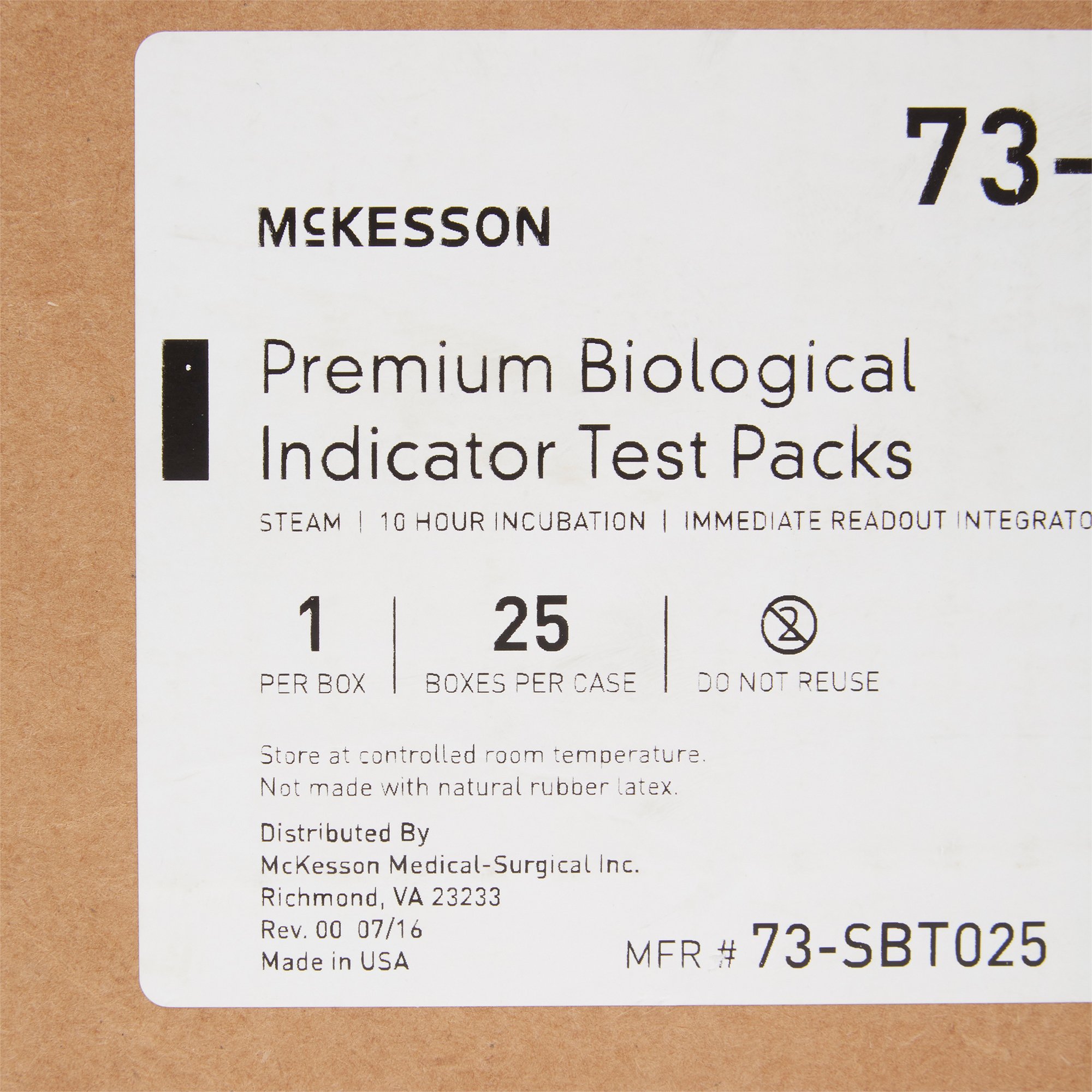 McKesson Brand 73-SBT025 - McKesson Sterilization Biological Indicator Pack - 25/Case