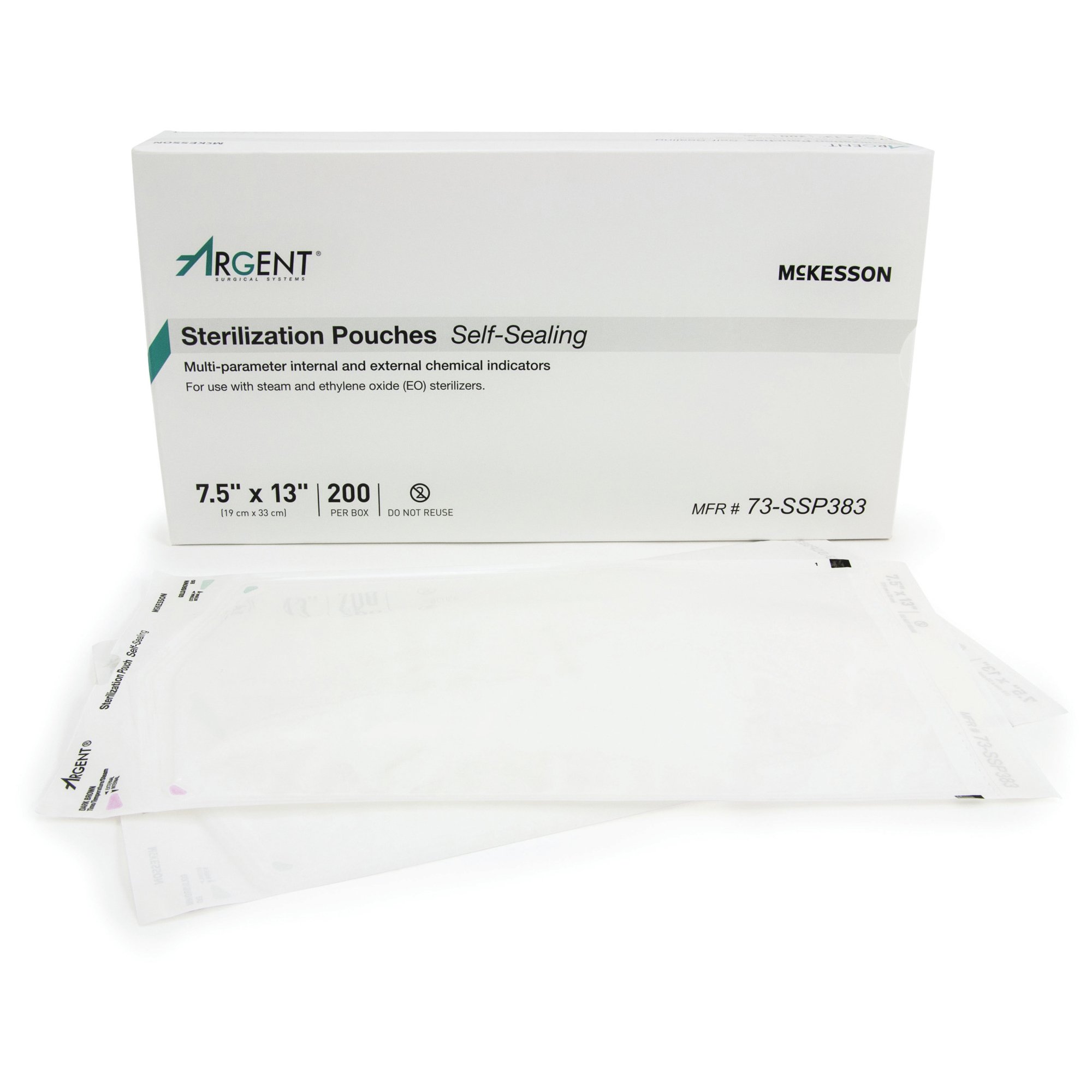 McKesson Brand 73-SSP383 - McKesson Argent® Sure-Check® Sterilization Pouch, 7.5 x 13 Inch - 200/Box, 1000/Case
