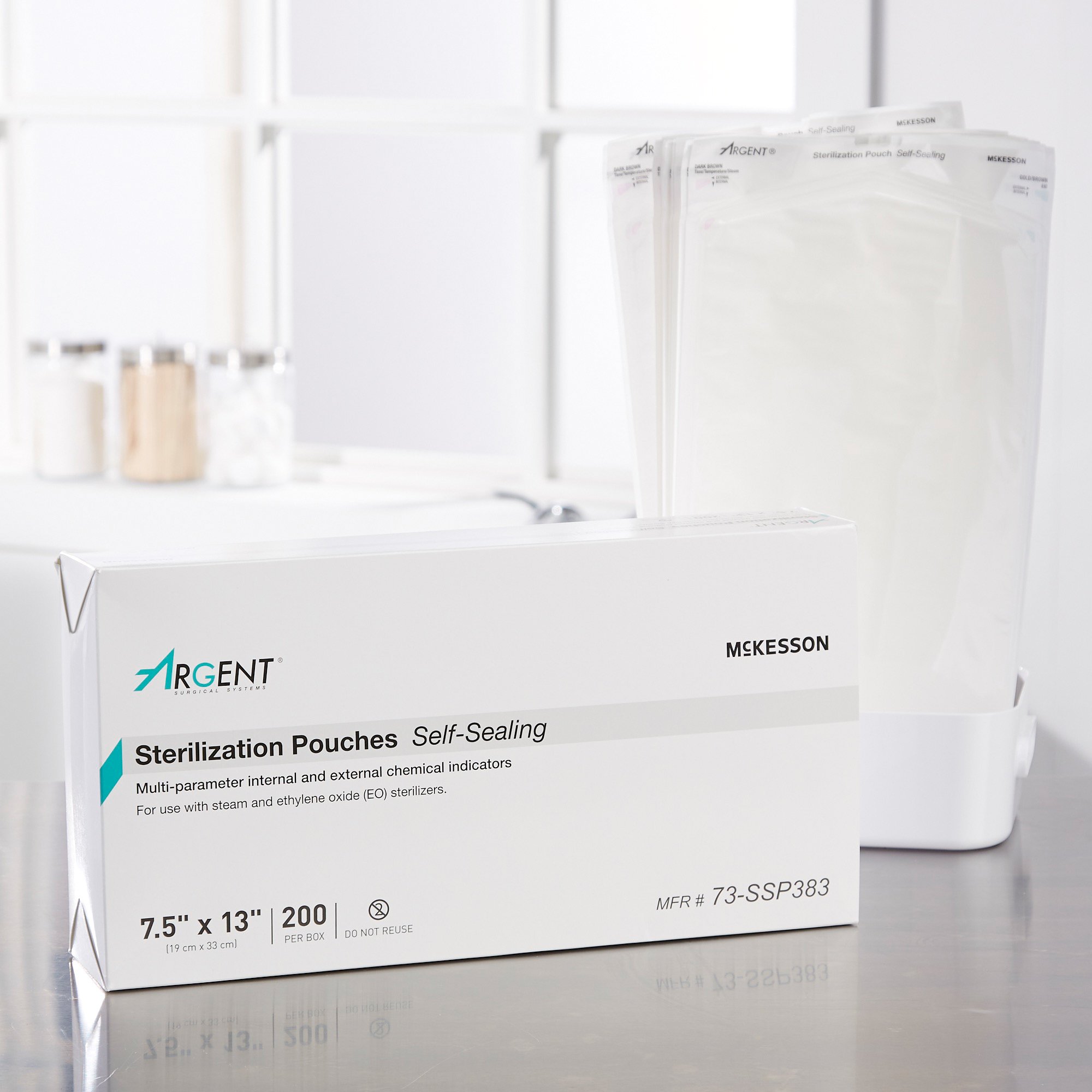 McKesson Brand 73-SSP383 - McKesson Argent® Sure-Check® Sterilization Pouch, 7.5 x 13 Inch - 200/Box, 1000/Case