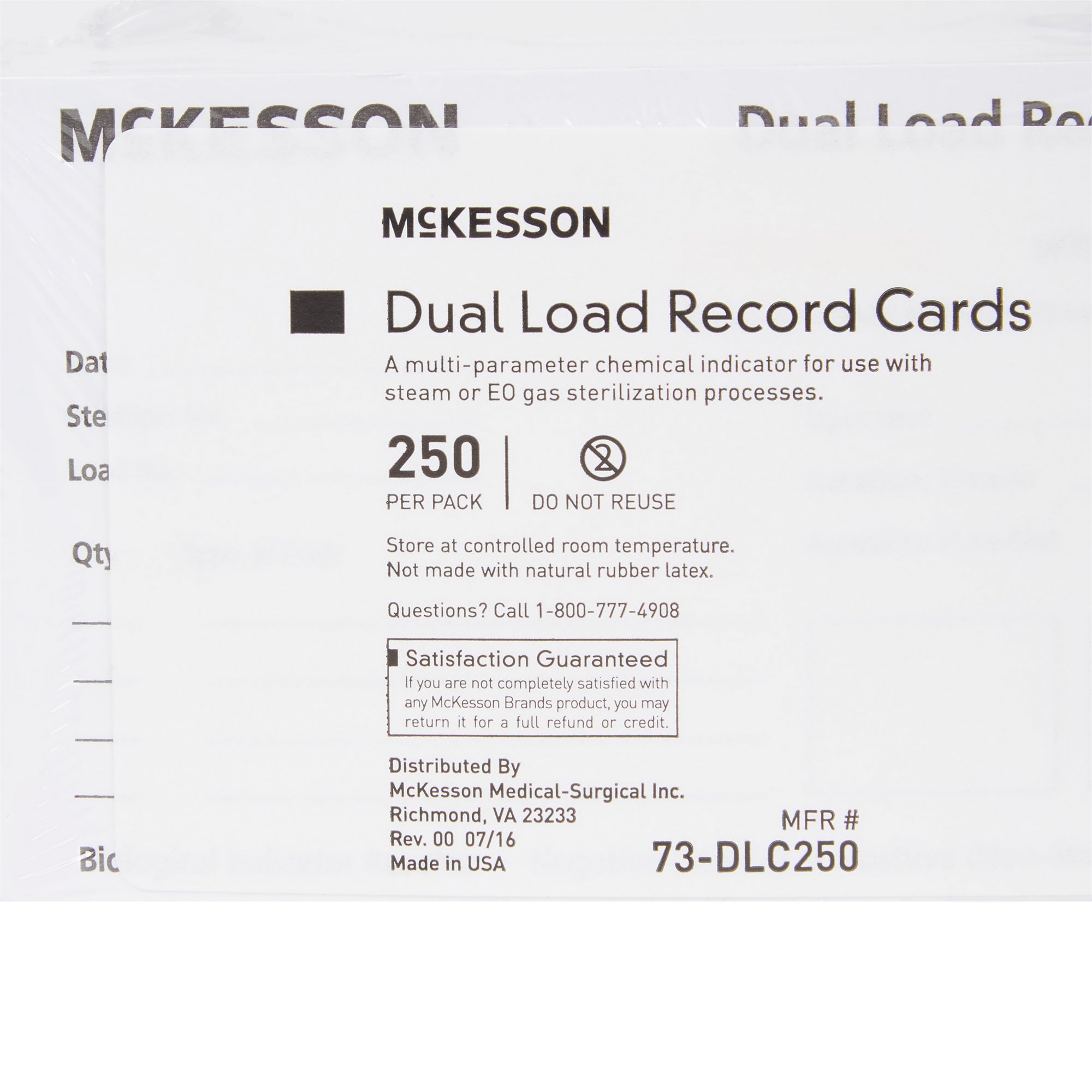 McKesson Brand 73-DLC250 - McKesson Sterilization Record Card - 250/Pack, 2500/Case