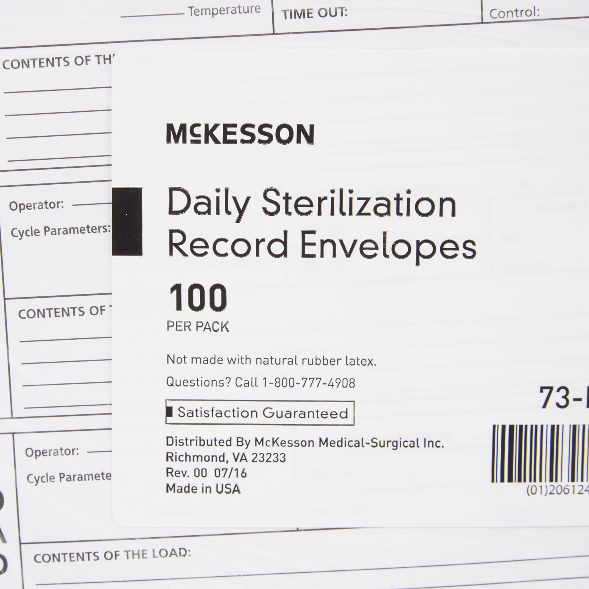 McKesson Brand 73-LEB100 - McKesson Sterilization Record Envelope - 100/Pack, 1000/Case