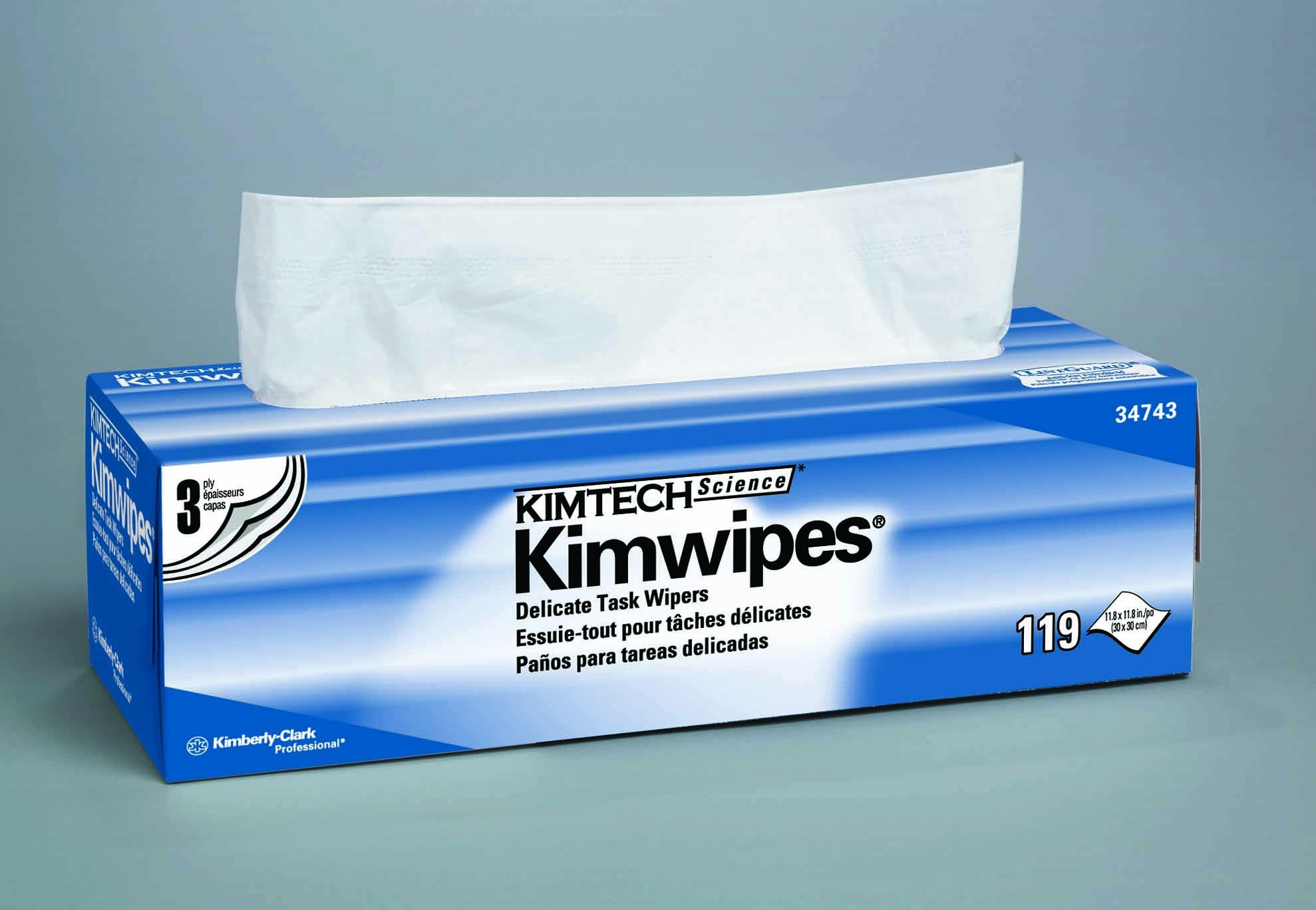 Kimberly Clark - 34743 Delicate Task Wipe Kimtech Science™ Kimwipes™ Light Duty 119 Count Dispenser box 11-4/5 X 12 Inch NonSterile Disposable