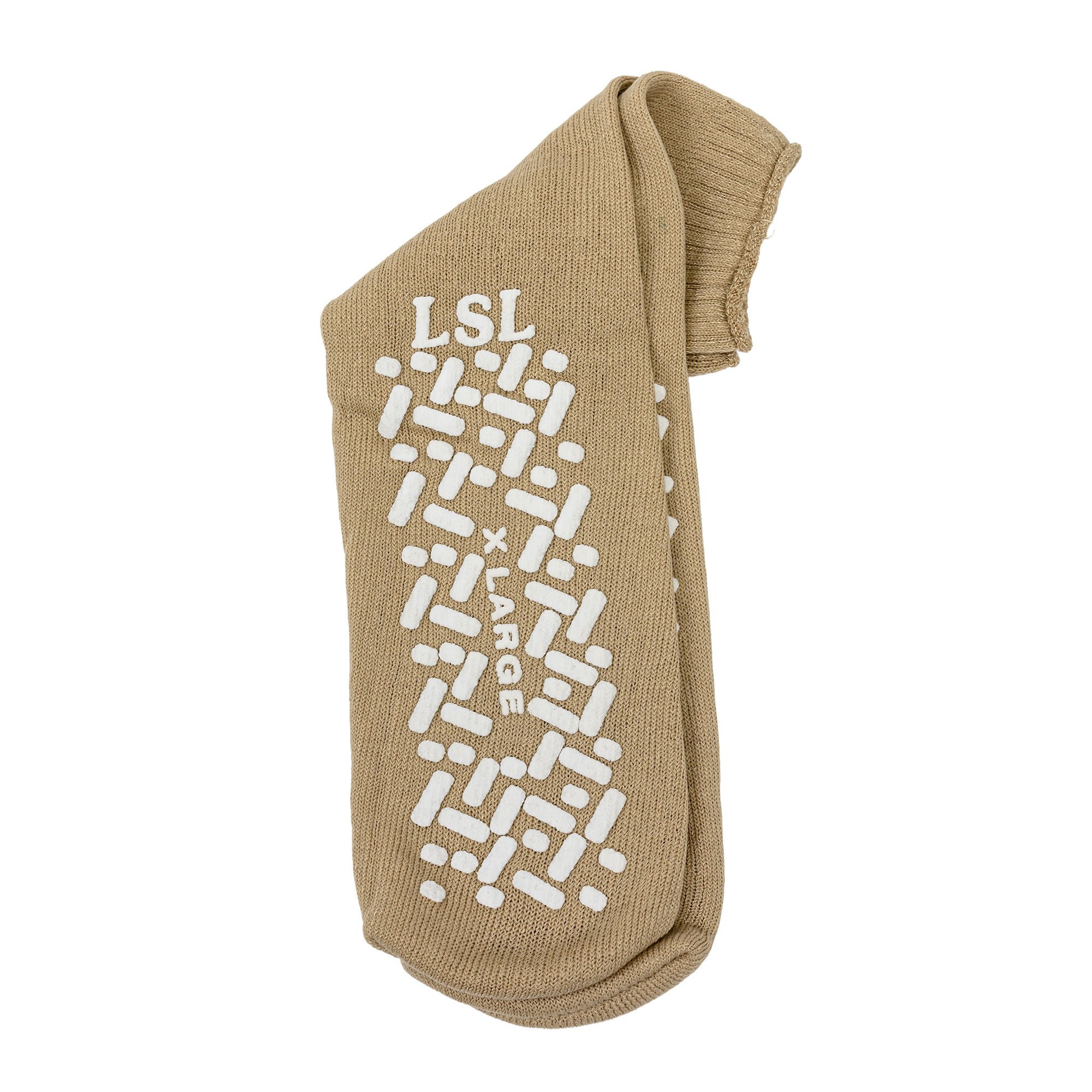 LSL Industries - SDT11218XL Slipper Socks Unisex Adult X-Large Double Tread Single Patient Use Beige