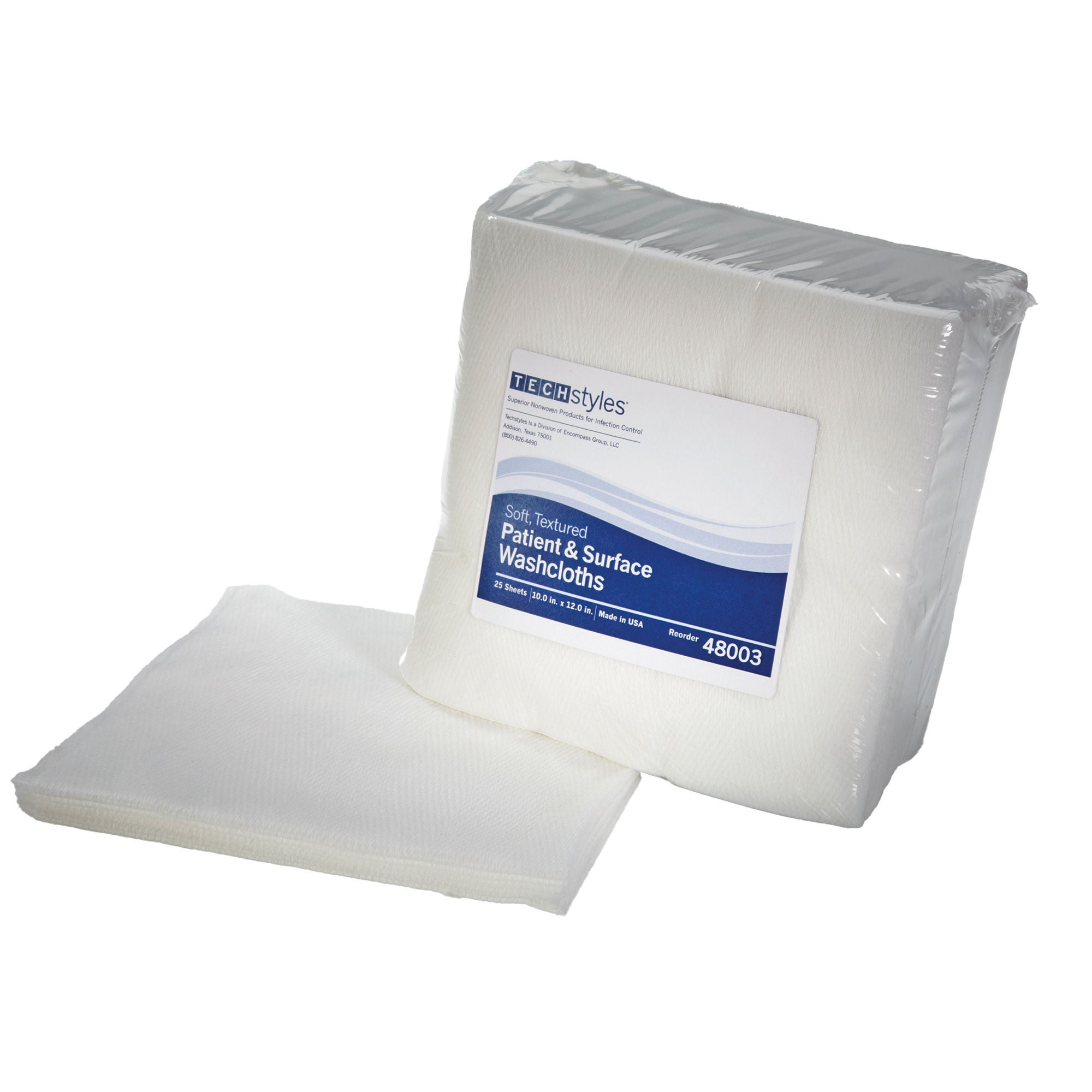 The Pillow Factory Division - 48003 Washcloth Techstyles® 12 X 13 Inch White Disposable