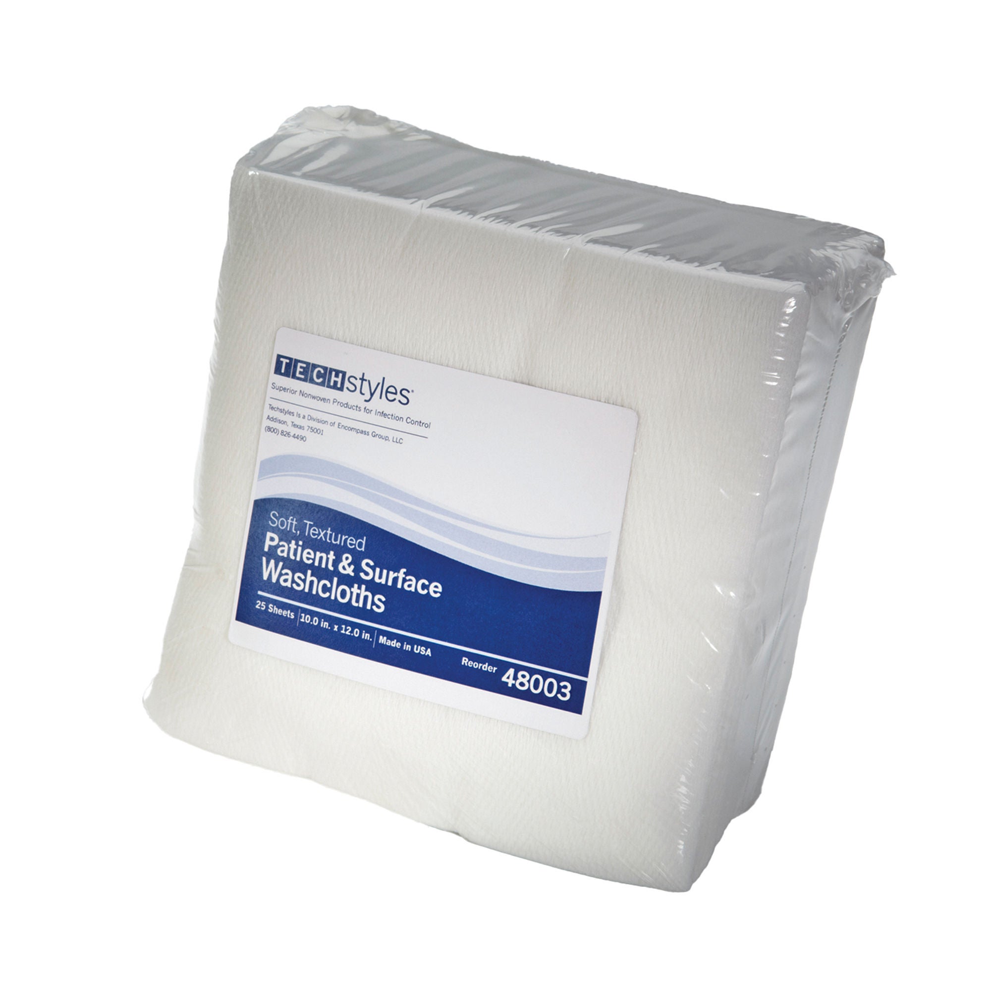 The Pillow Factory Division - 48003 Washcloth Techstyles® 12 X 13 Inch White Disposable