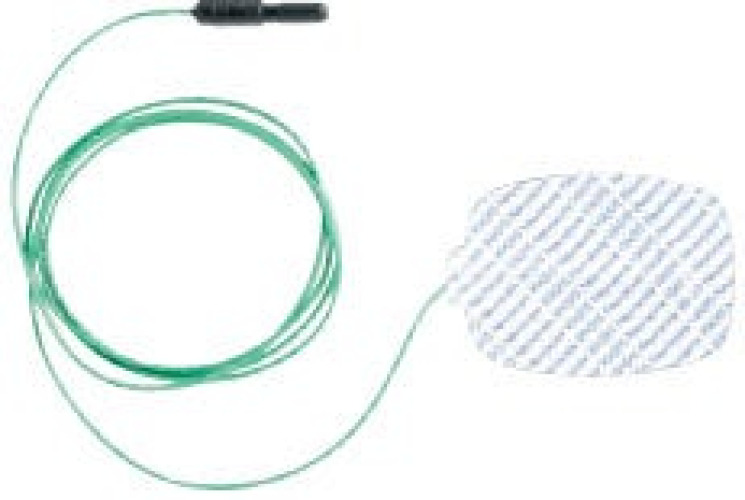 Natus Medical - 019-400500 EMG Adhesive Ground Plate Electrode with Leadwire Natus® 40 X 50 mm Contact Area X 36 Inch Lead Length Silver / Silver Chloride NonSterile Tab Tip Disposable