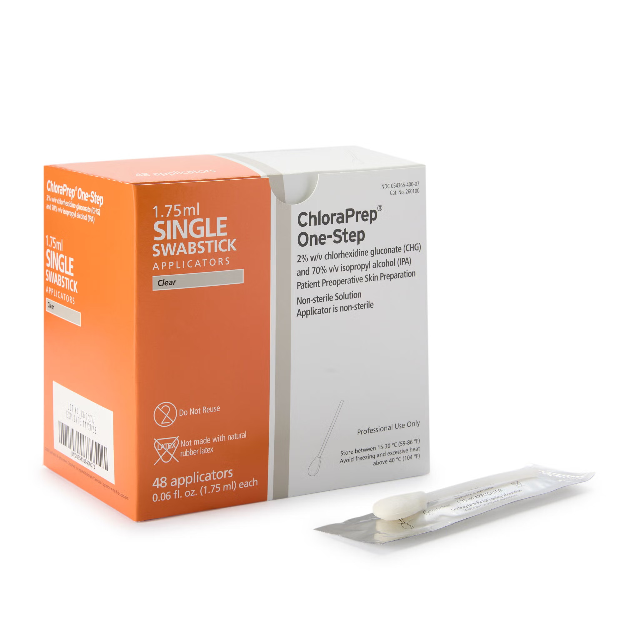 BD 260100 - ChloraPrep® One-Step Prep Solution 1.75 mL Applicator - 480/Case