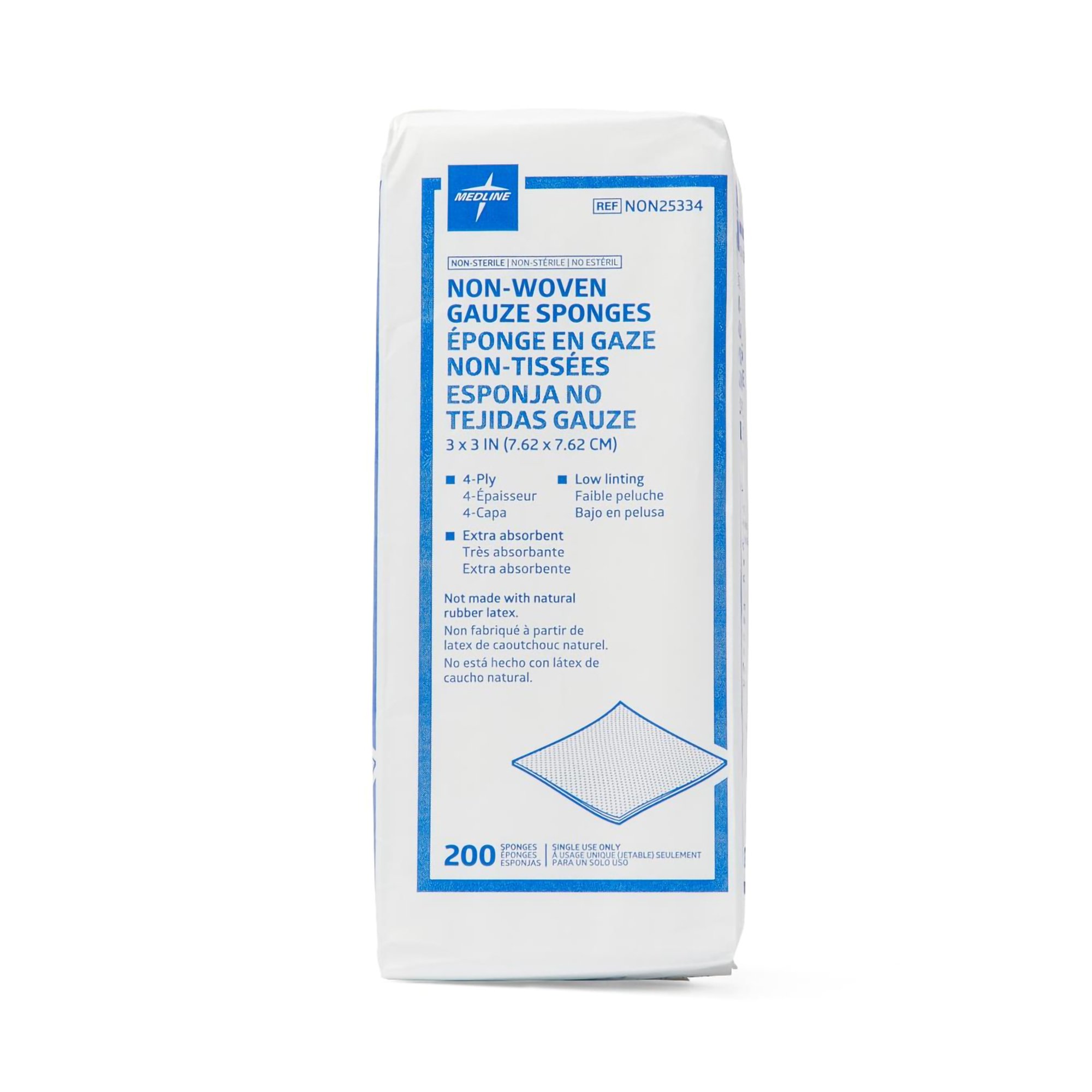 Medline NON25334 - Avant Gauze® Nonwoven Sponge, 3 x 3 Inch, 4-Ply - 1/Bag, 20/Case