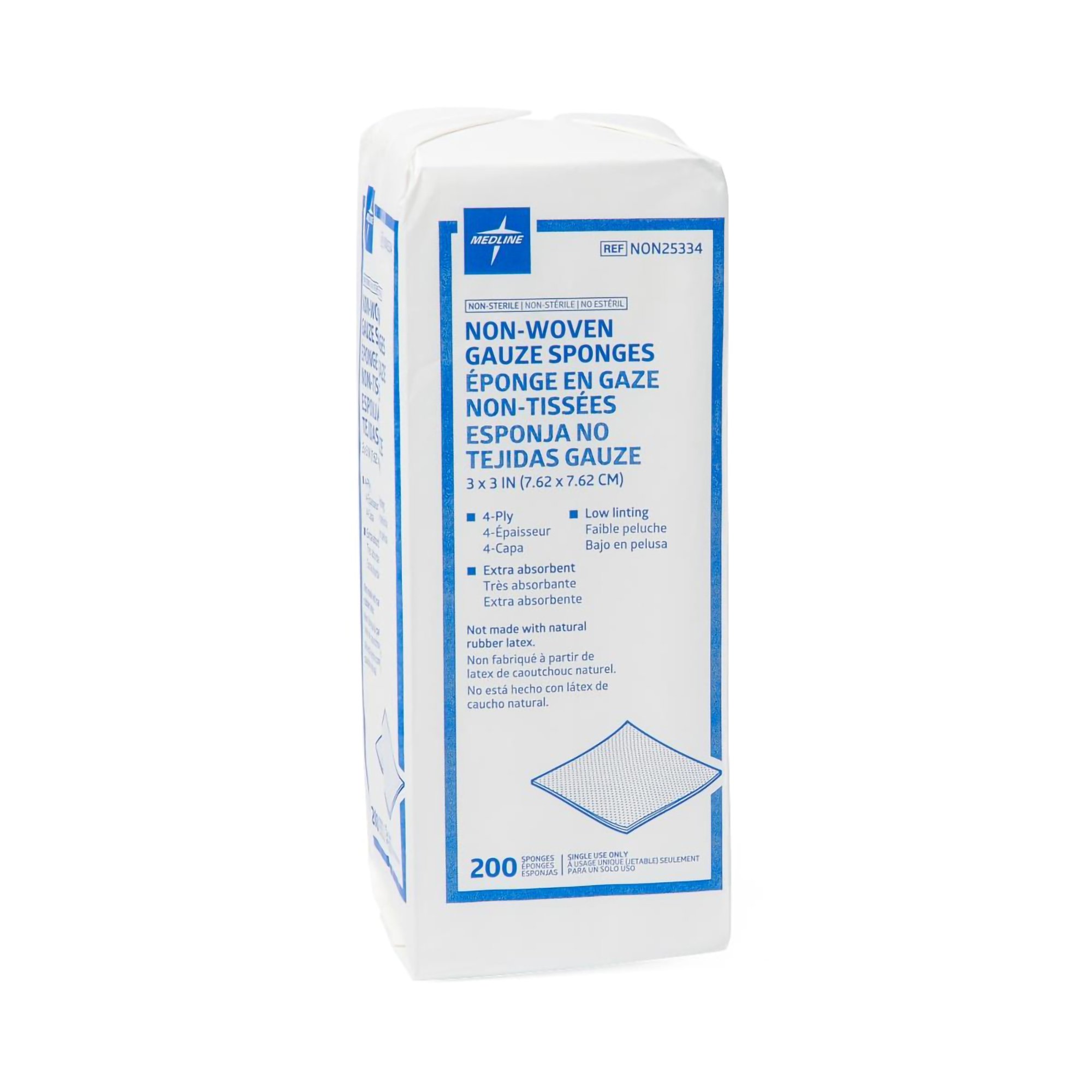 Medline NON25334 - Avant Gauze® Nonwoven Sponge, 3 x 3 Inch, 4-Ply - 1/Bag, 20/Case