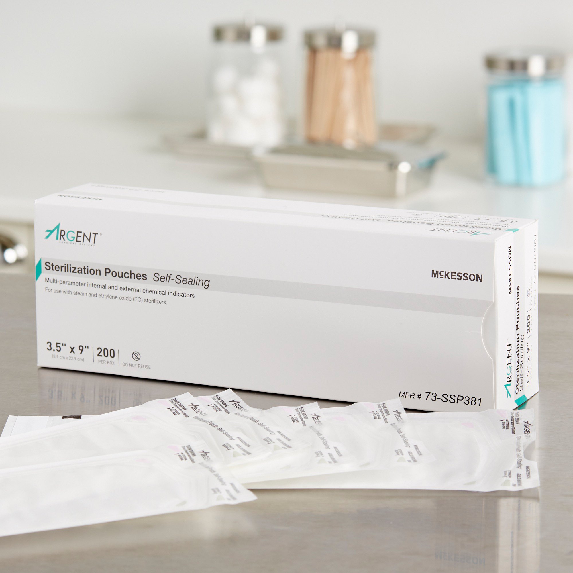 McKesson Brand 73-SSP381 - McKesson Argent® Sure-Check® Sterilization Pouch, 3.5 x 9 Inch - 1/Box, 10/Case