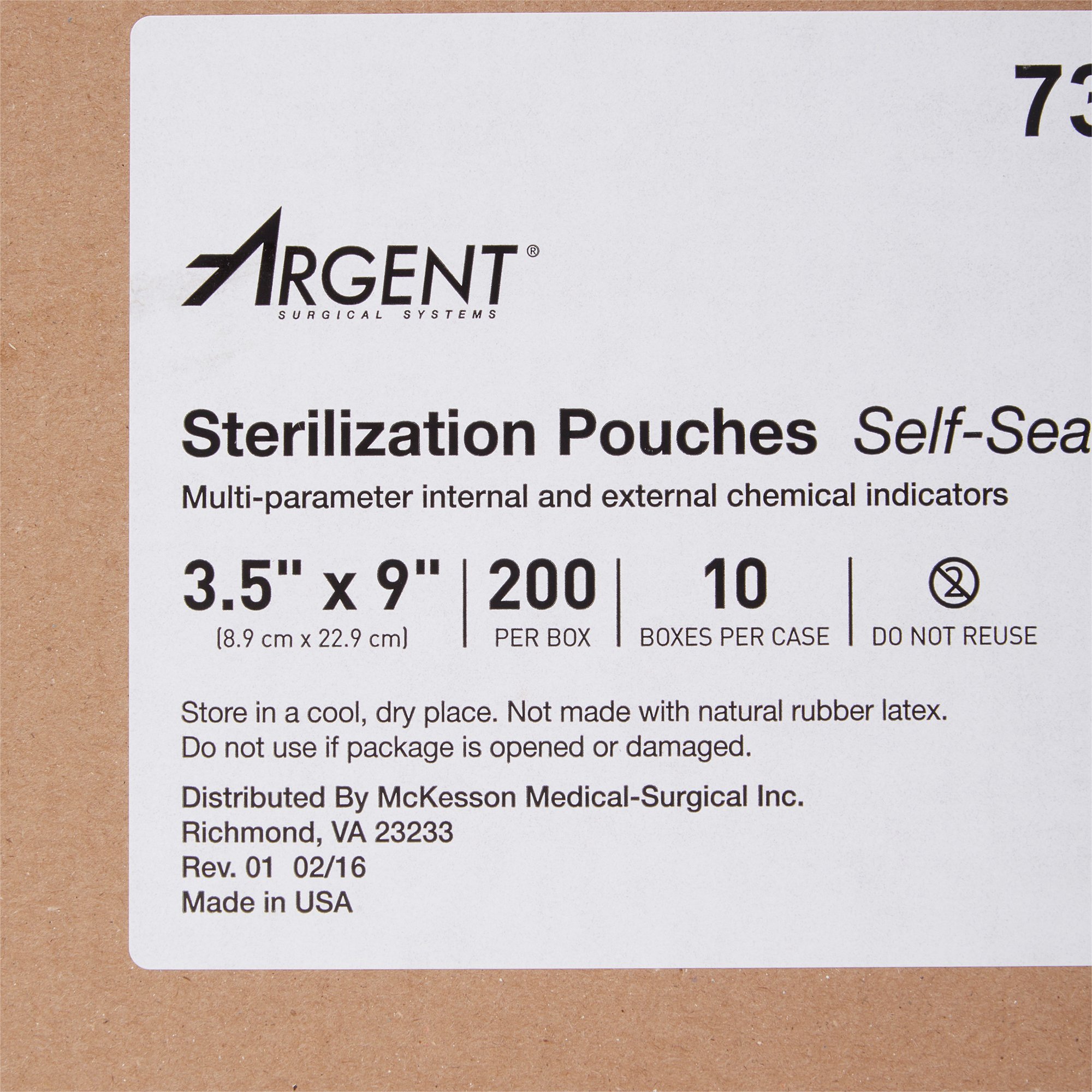 McKesson Brand 73-SSP381 - McKesson Argent® Sure-Check® Sterilization Pouch, 3.5 x 9 Inch - 1/Box, 10/Case