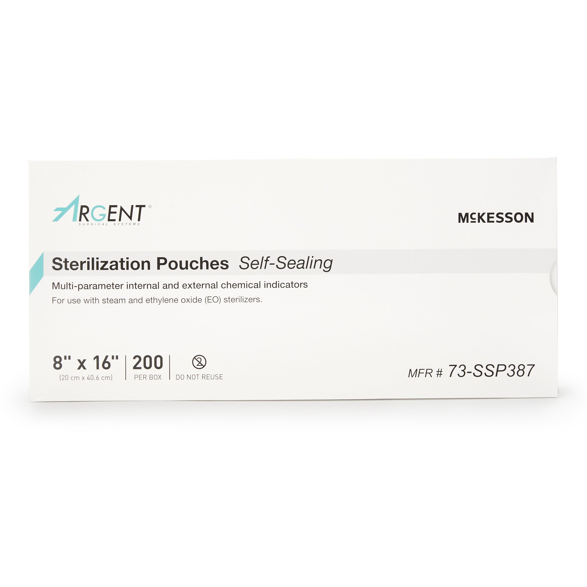 McKesson Brand 73-SSP387 - McKesson Argent® Sure-Check® Sterilization Pouch, 8 x 16 Inch - 1/Box, 5/Case