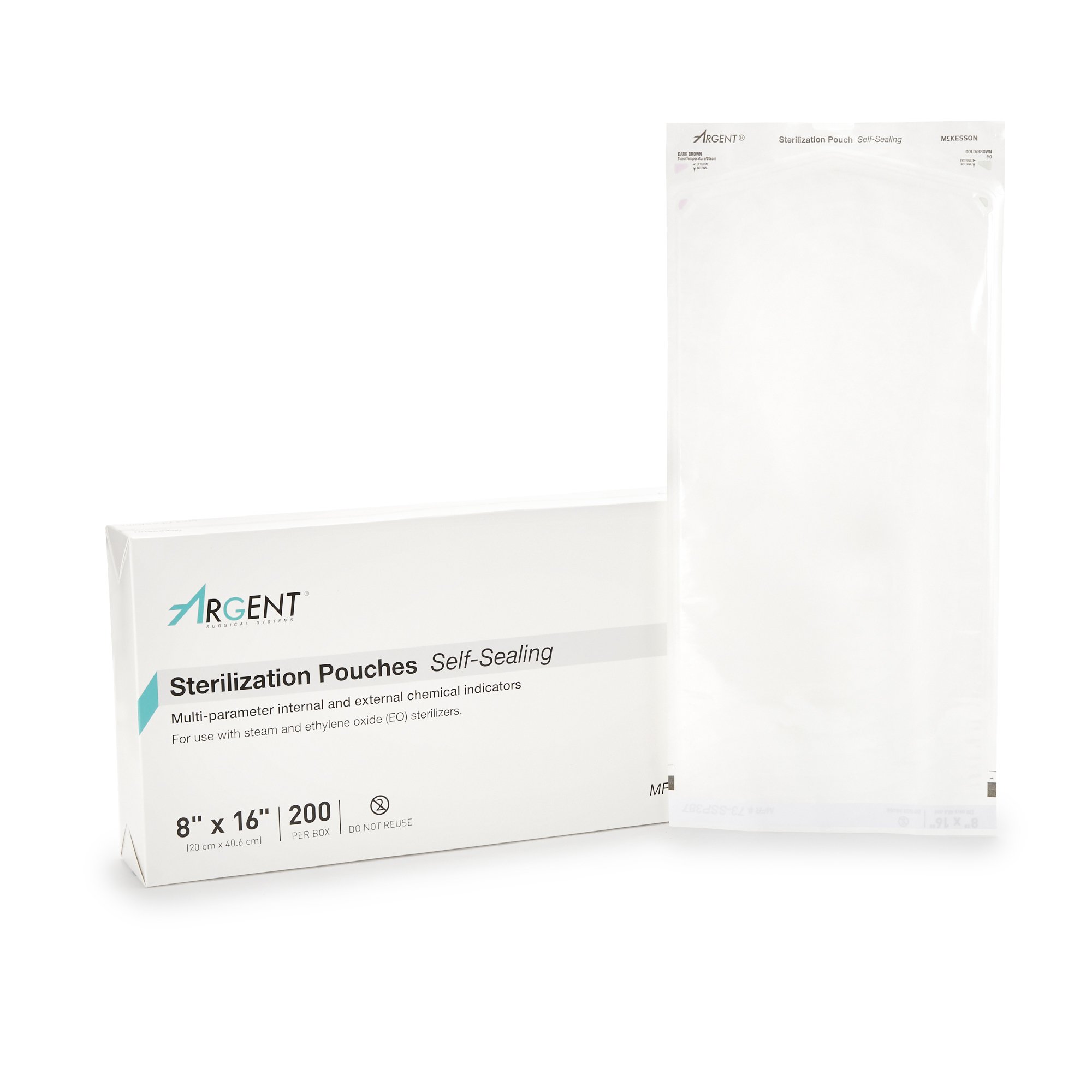 McKesson Brand 73-SSP387 - McKesson Argent® Sure-Check® Sterilization Pouch, 8 x 16 Inch - 1/Box, 5/Case