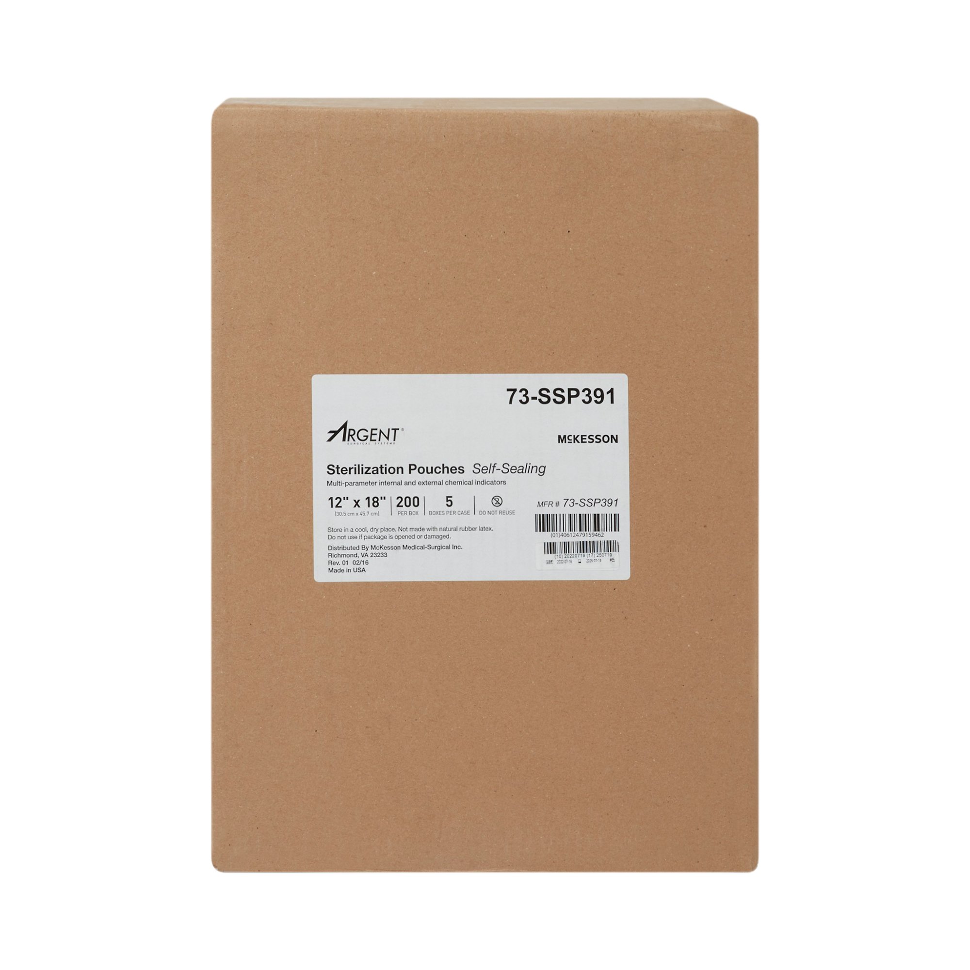 McKesson Brand 73-SSP391 - McKesson Argent® Sure-Check® Sterilization Pouch, 12 x 18 Inch - 1/Box, 5/Case