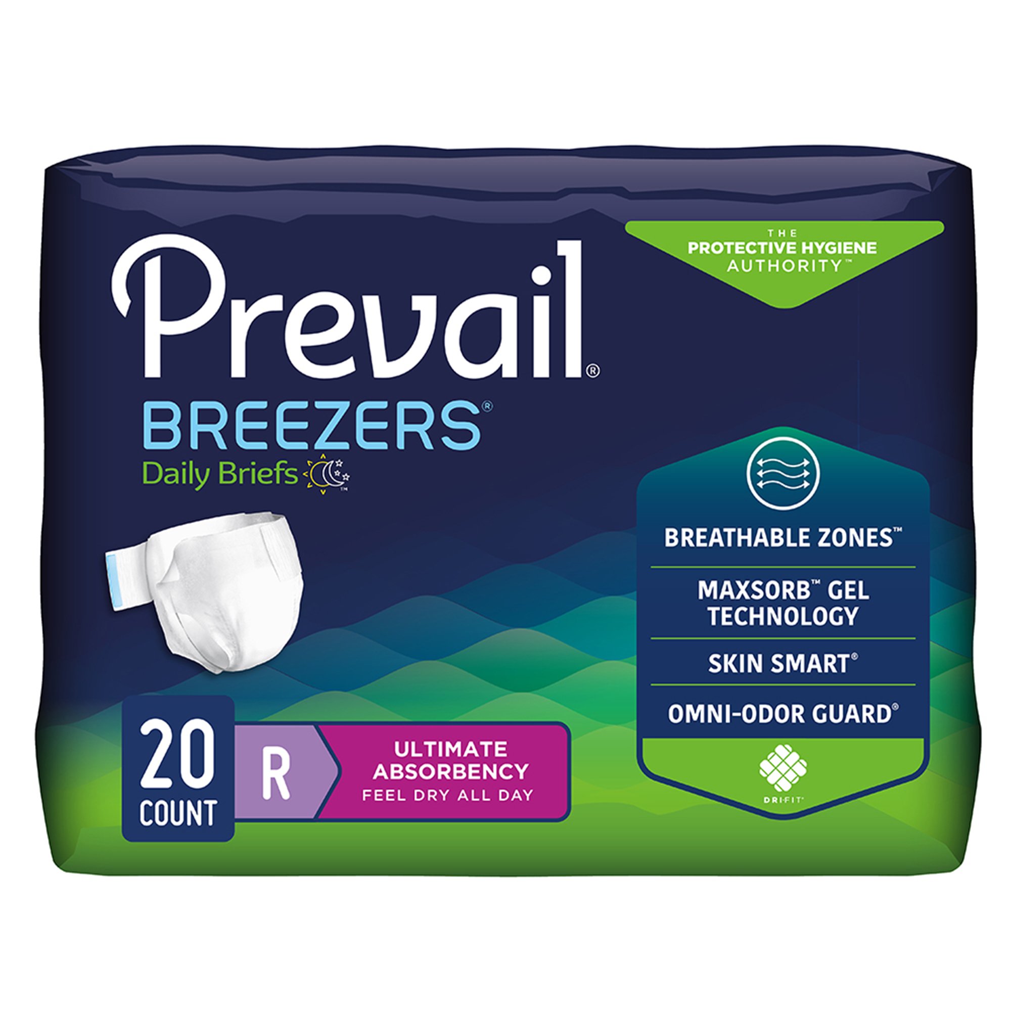 First Quality Products LLC PVB-016-1 - Prevail® Breezers® Ultimate Absorbency Incontinence Briefs, Regular - 20/Bag, 80/Case