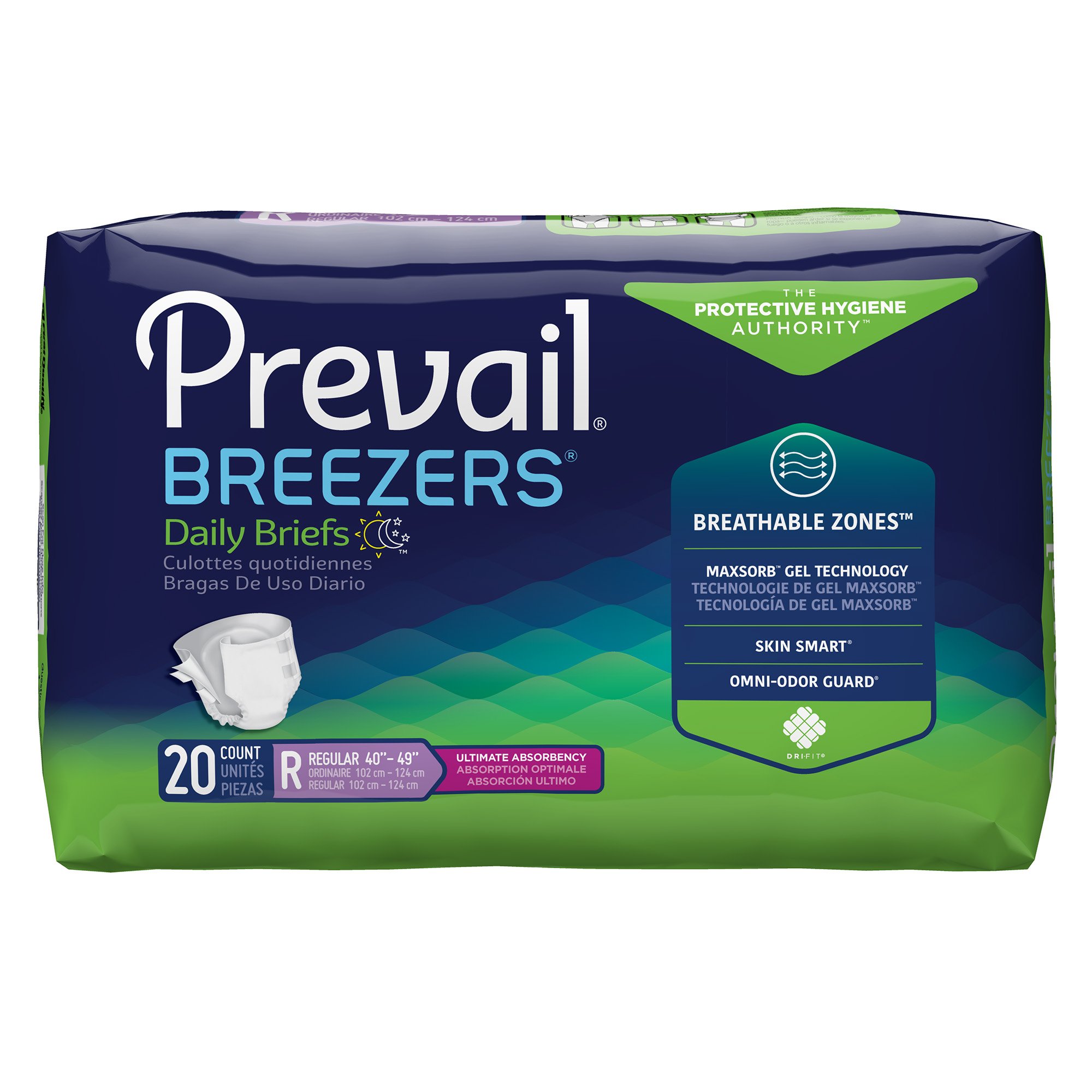 First Quality Products LLC PVB-016-1 - Prevail® Breezers® Ultimate Absorbency Incontinence Briefs, Regular - 20/Bag, 80/Case