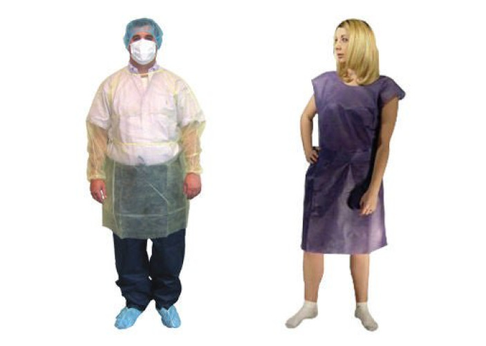 Dukal - 304 Patient Exam Gown Medium Dark Blue Disposable