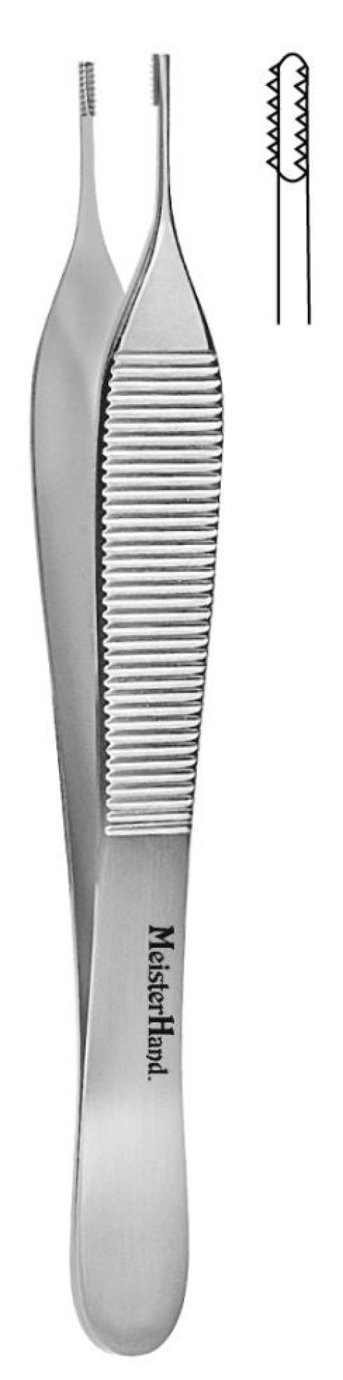 Integra Lifesciences - MH6-124 Tissue Forceps MeisterHand® Adson-Brown 4-3/4 Inch Length OR / Surgical Grade German Stainless Steel NonSterile NonLocking Thumb Handle Straight 7 X 7 Side Grasping Teeth