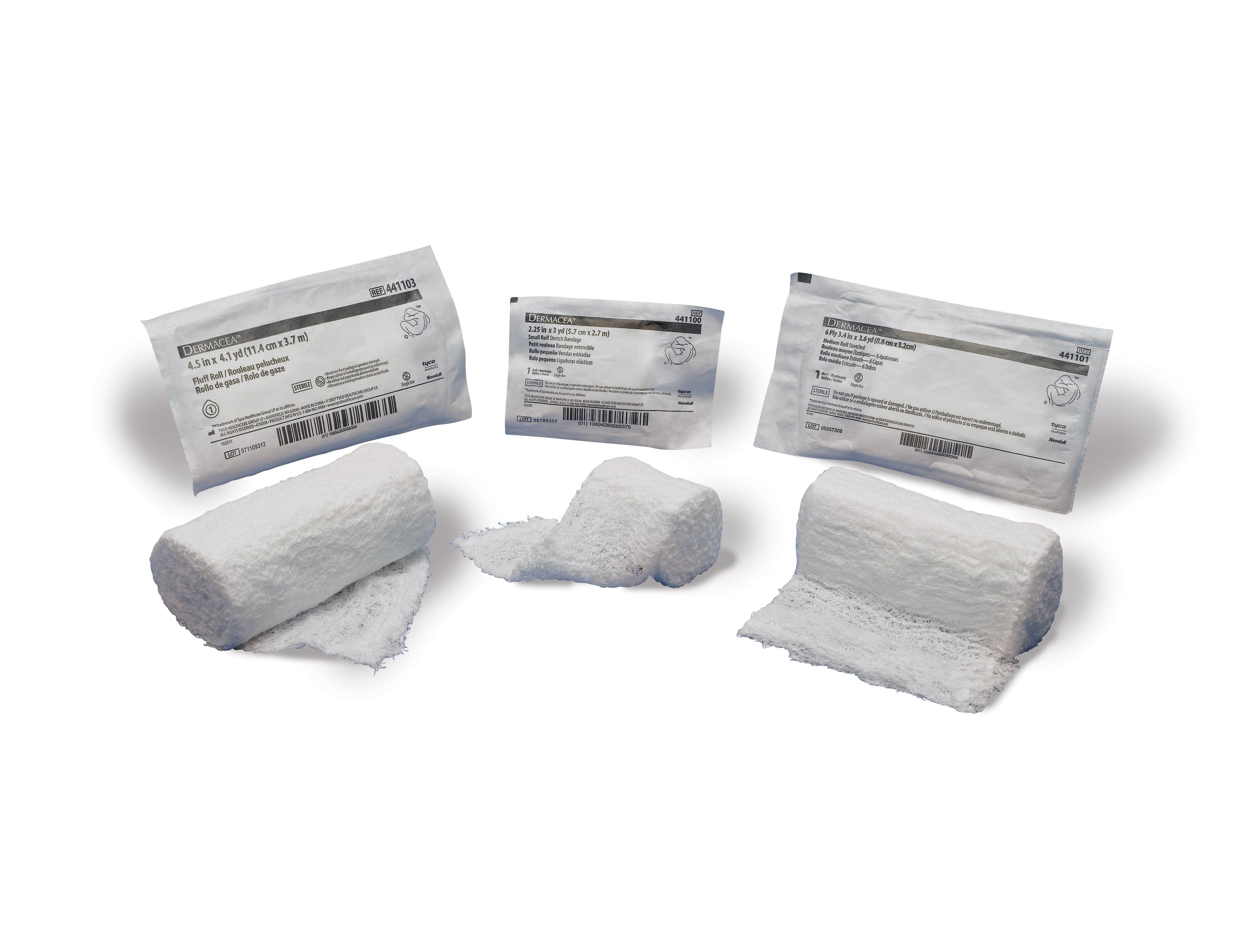 Cardinal 441108 - Dermacea™ Sterile Fluff Bandage Roll, 2 Inch x 4-1/8 Yard, Three-Ply - 1/Roll, 96/Case