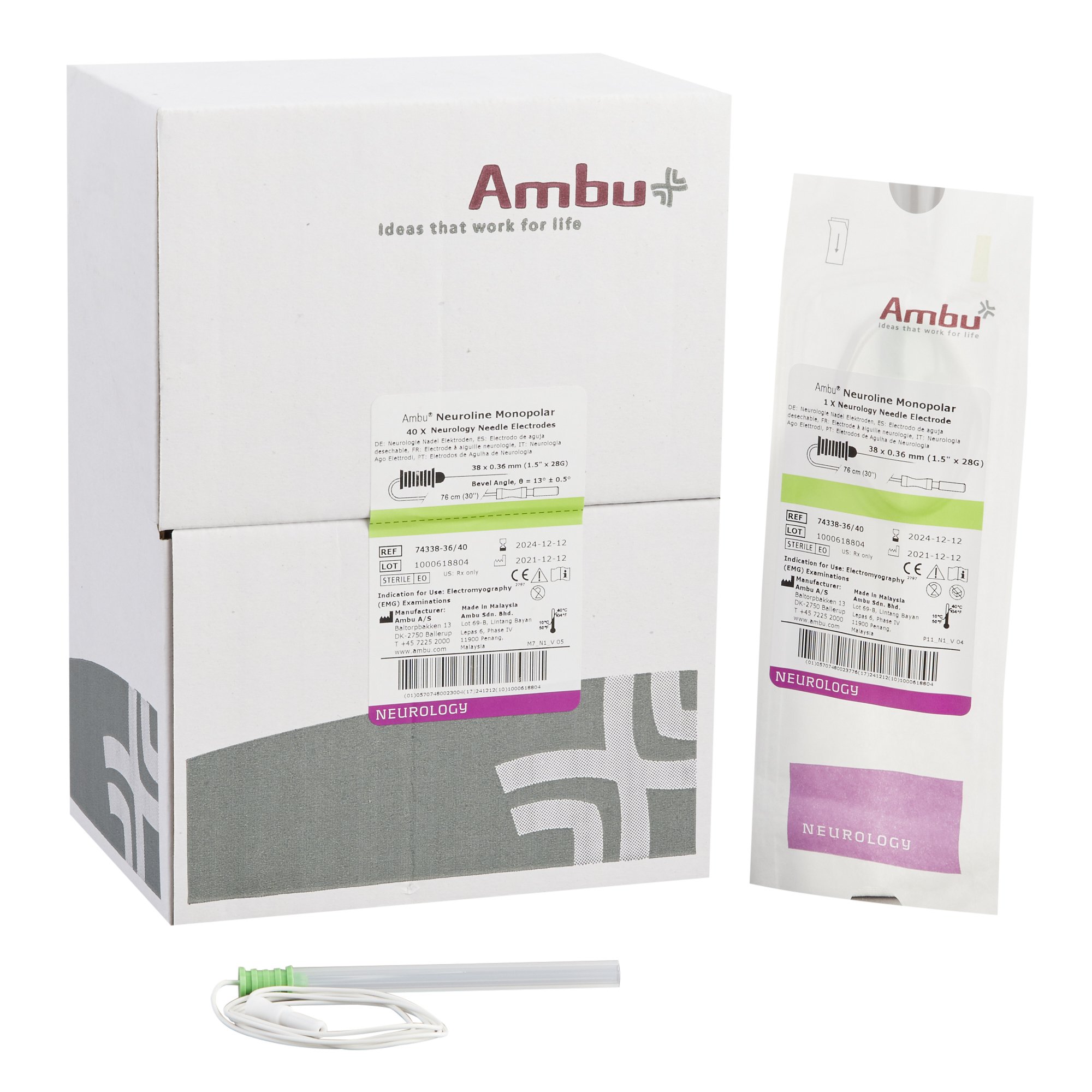 Ambu 74338-36-40 - Neuroline Monopolar Electrode - 40/Box