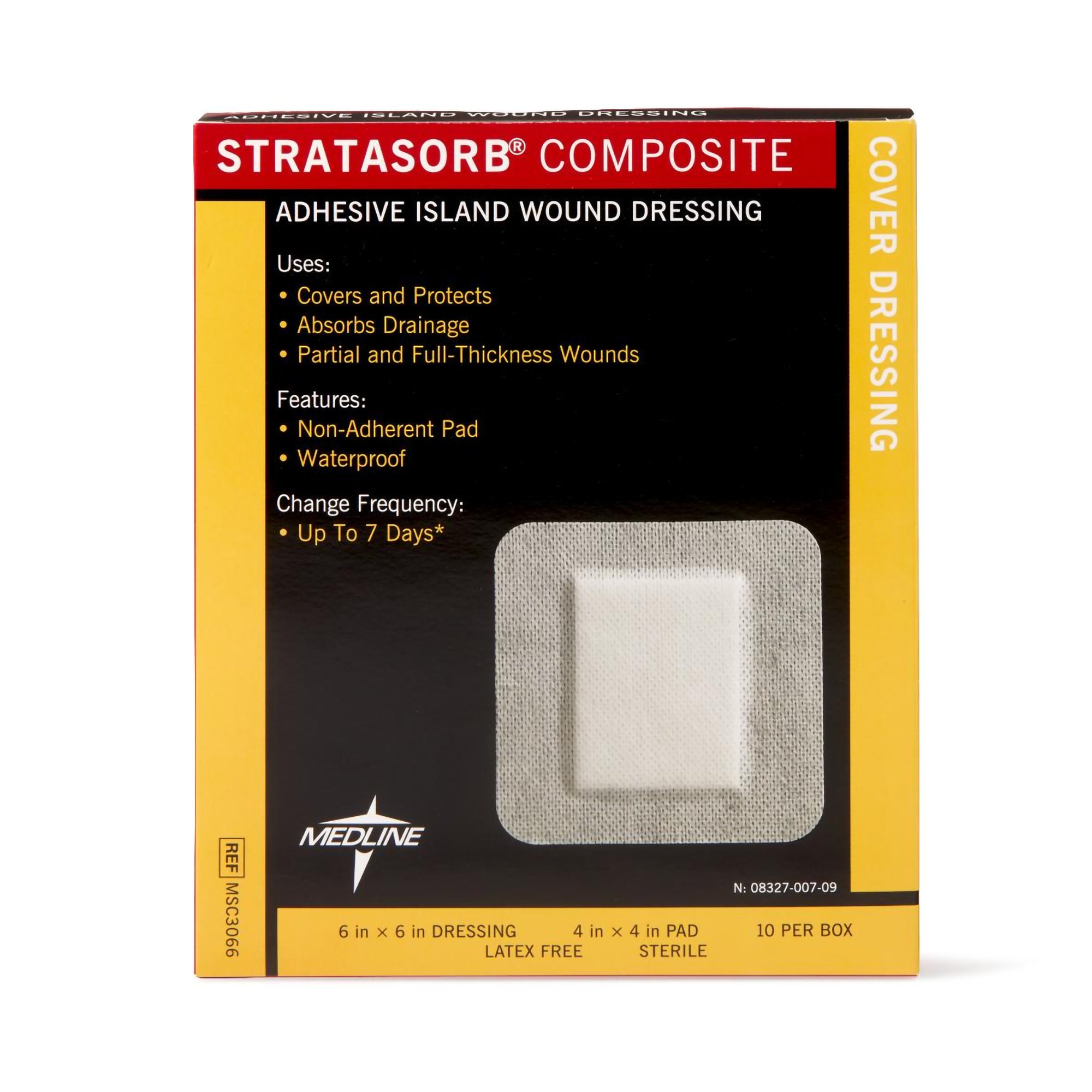 Medline MSC3066 - Stratasorb® Composite Island Dressing, 4 x 4 inch - 1/Each, 10/Box, 100/Case