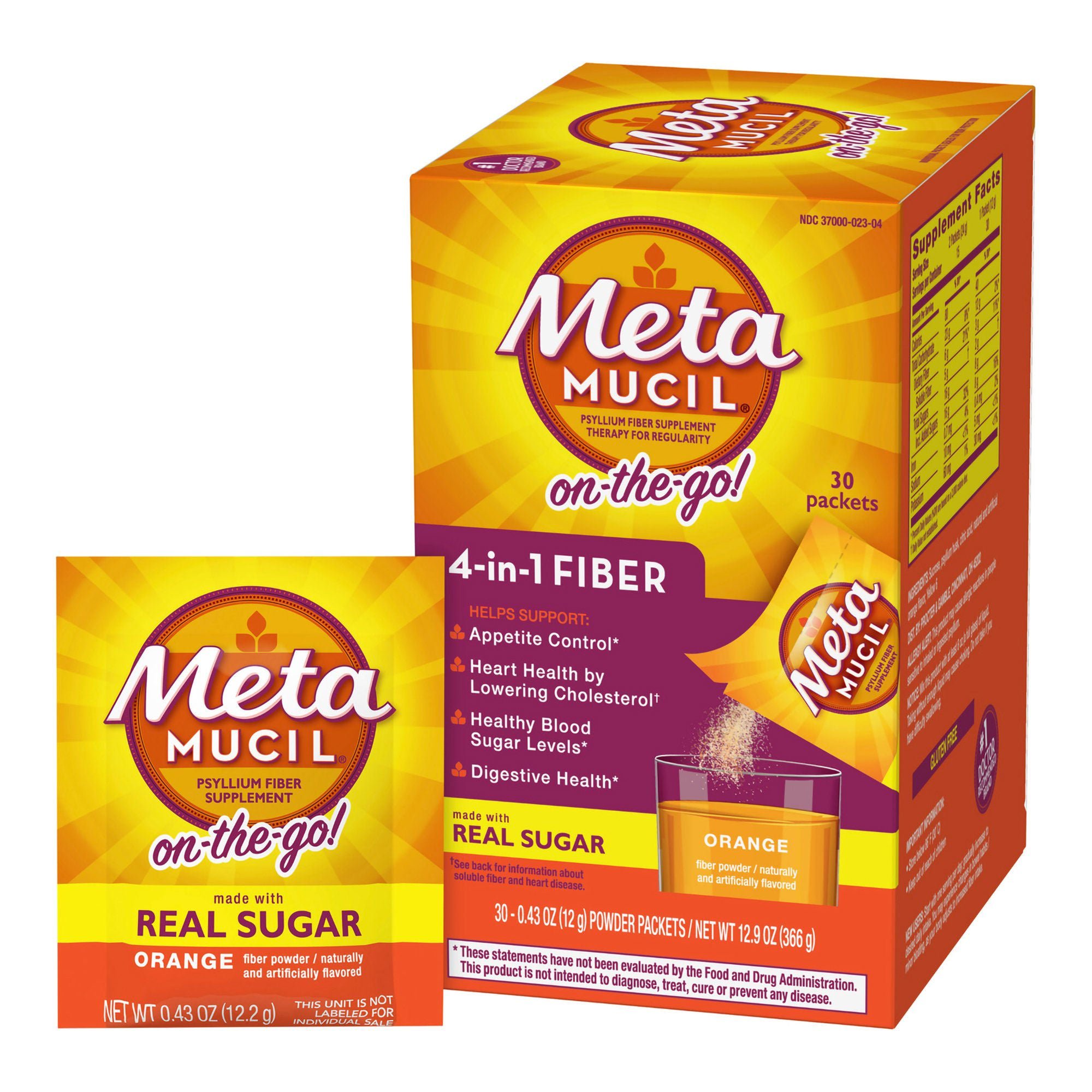 Procter & Gamble - 37000002304 Metamucil® Psyllium Fiber Supplement On-the-Go! Orange