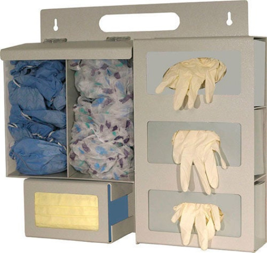 Bowman Manufacturing - LP-004 Protective Apparel Dispenser Bowman® Wall or Door Mounted 6-Compartment Quartz 4-7/8 X 19-11/16 X 22-1/8 Inch Plastic